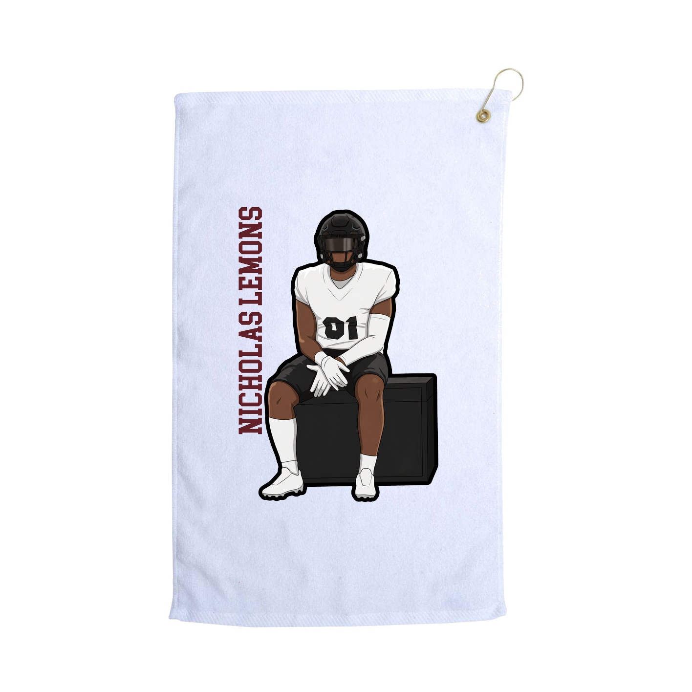 Golf Towel — Name Vertical in White