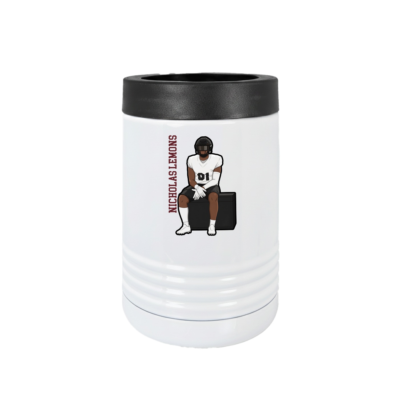 Beverage Holder — Name Vertical in White