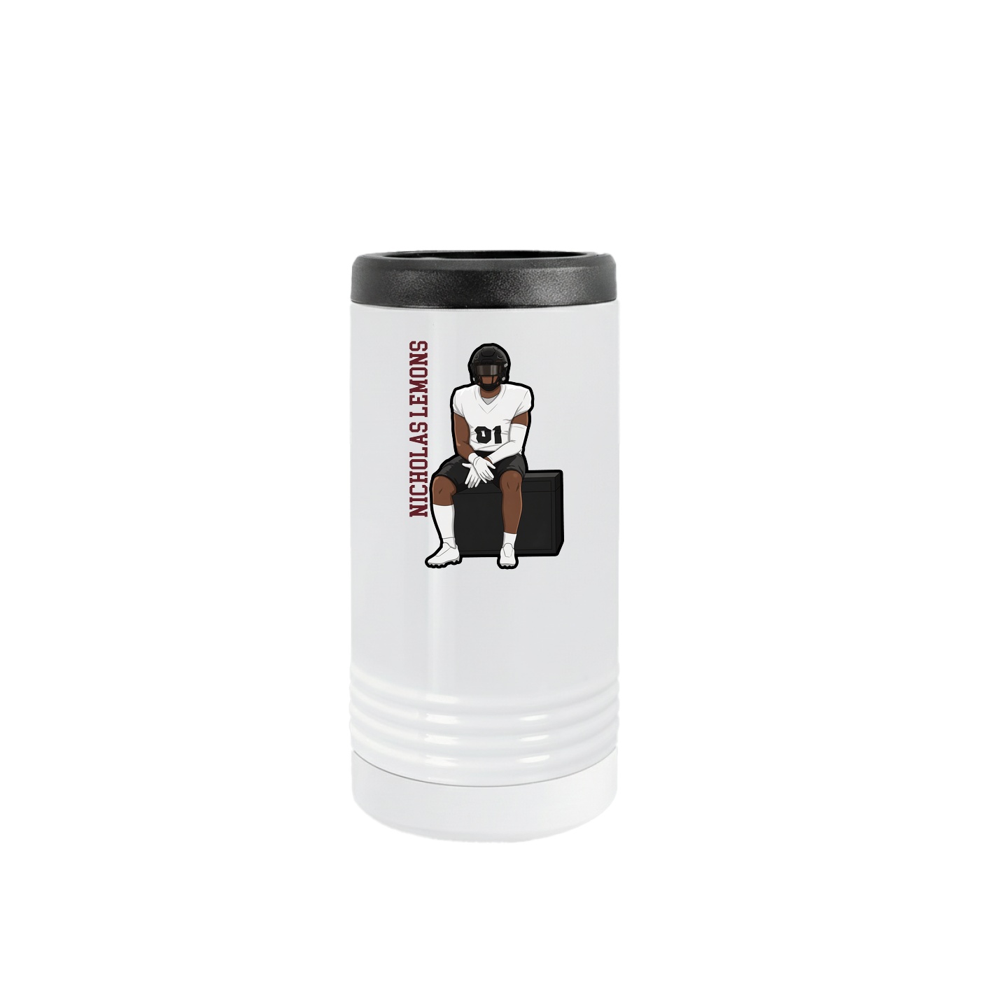 Slim Beverage Holder — Name Vertical in White