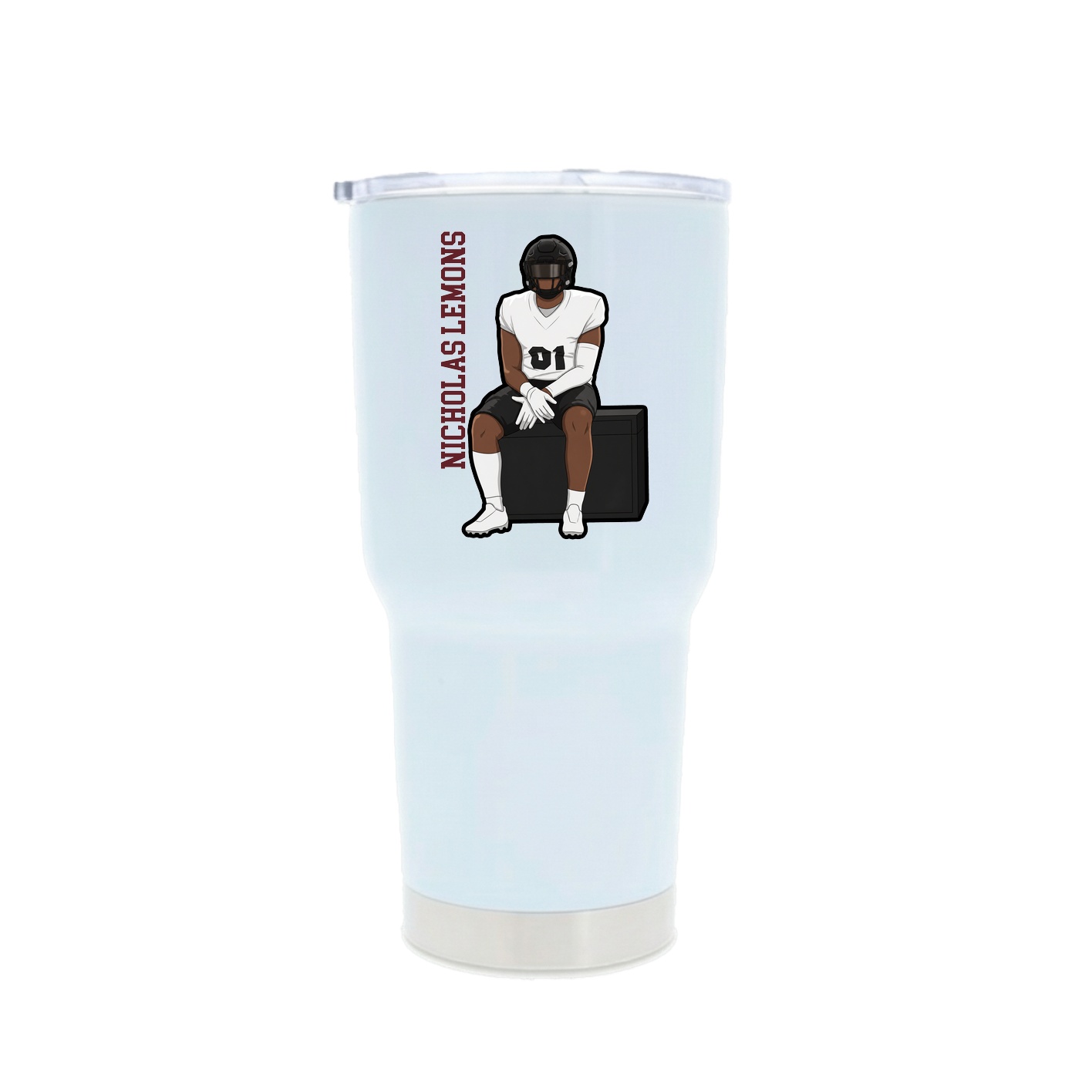 30oz Stainless Steel Tumbler — Name Vertical in White