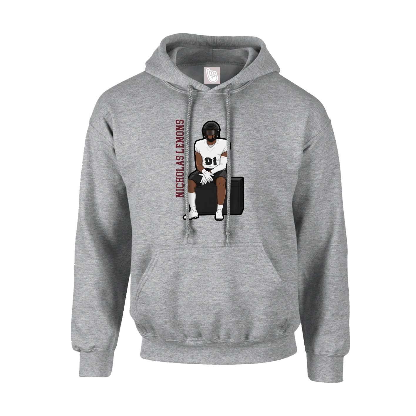 Hoodie — Name Vertical in Grey