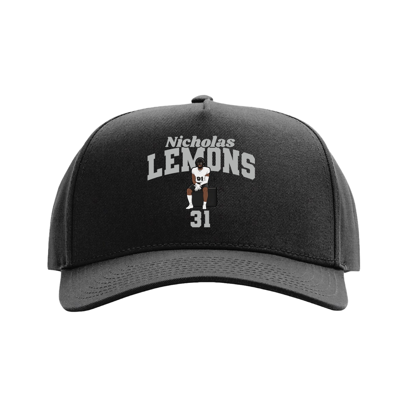 Full Fabric Five-Panel Champ Cap — Signature Arch in Black