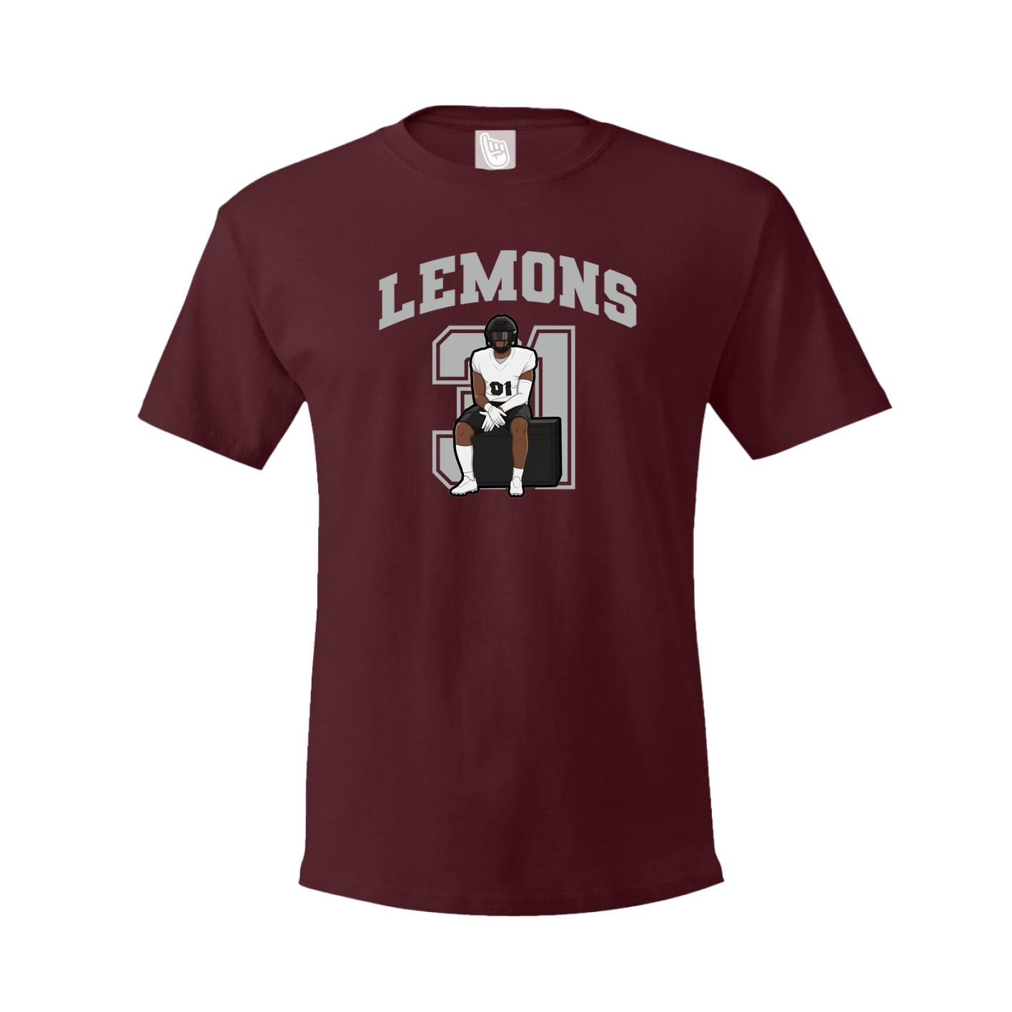 Youth Tee — Number in Maroon