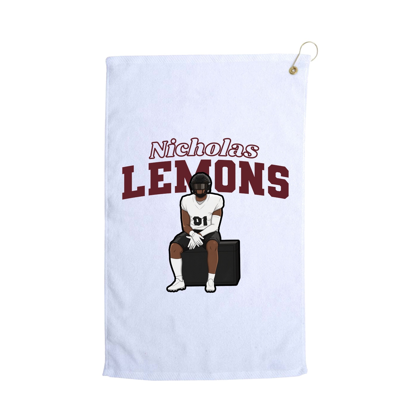Golf Towel — Name Arch in White
