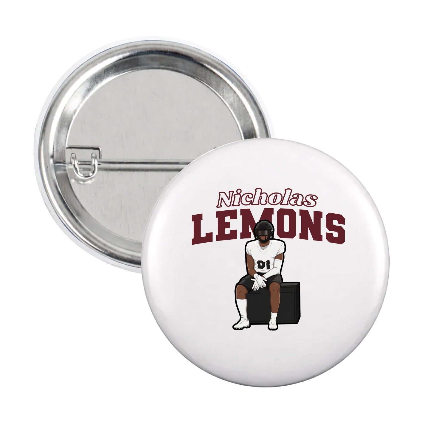Game Day Button — Name Arch in White
