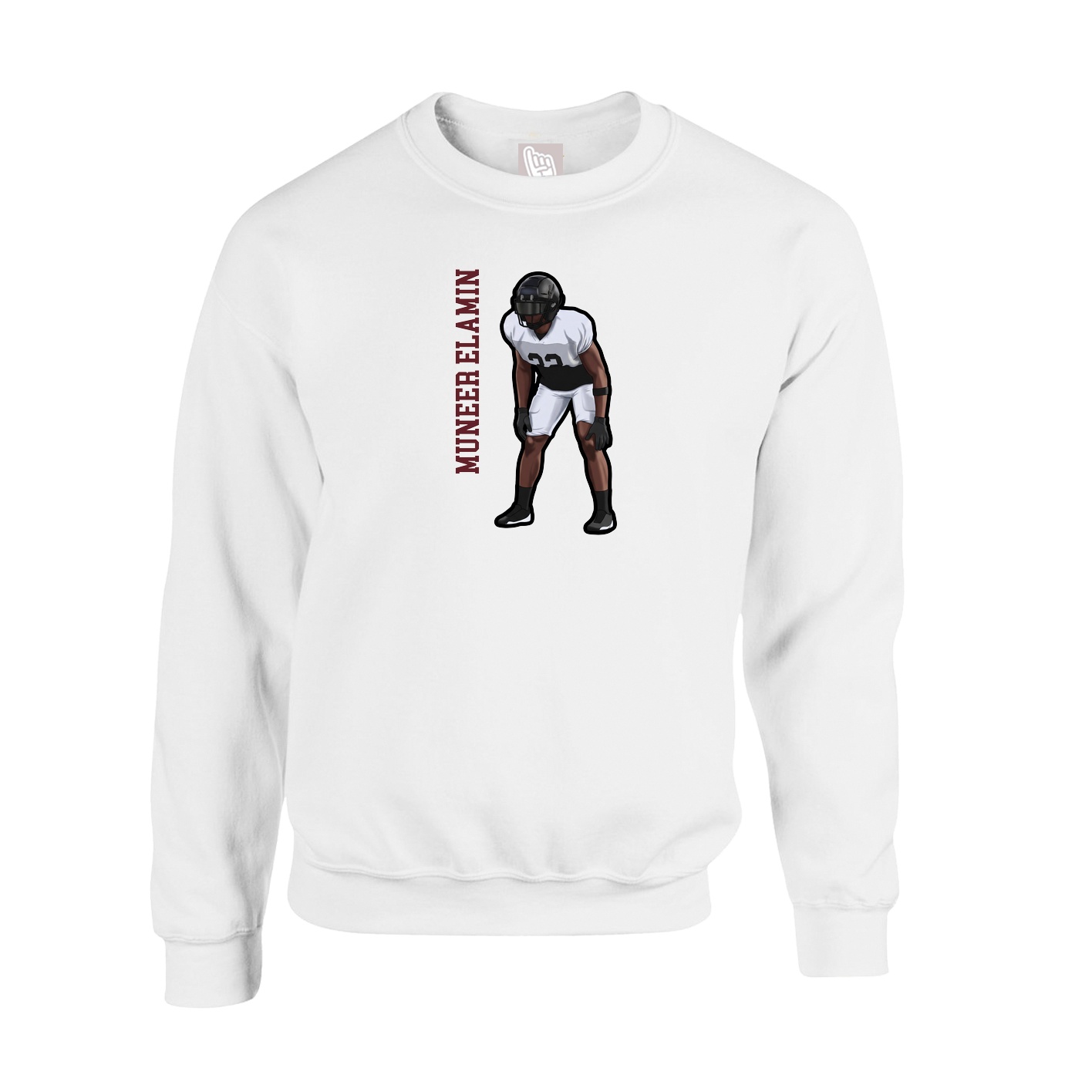 Fleece Crew — Name Vertical in White