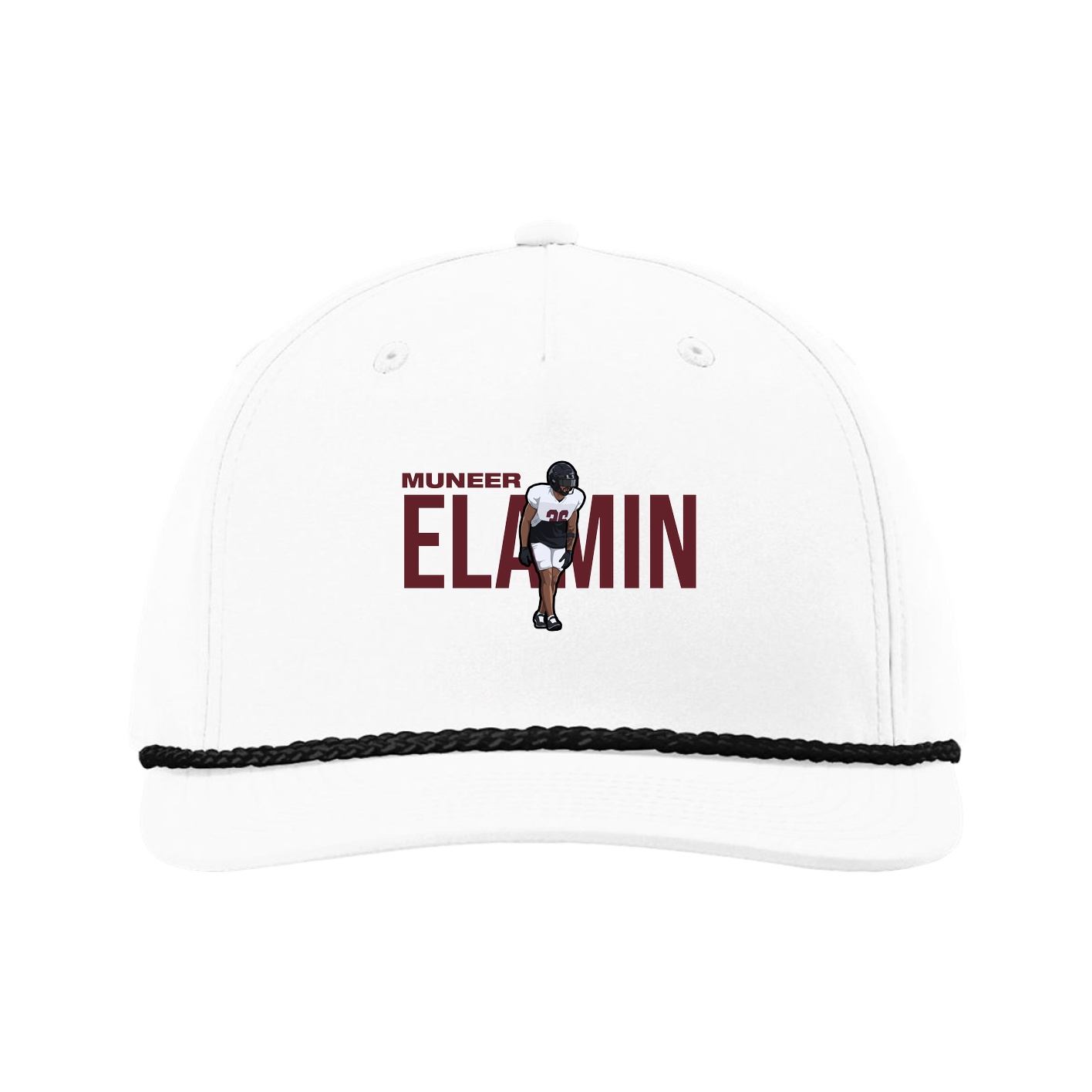 Five-Panel Classic Rope Cap — Player Name in White