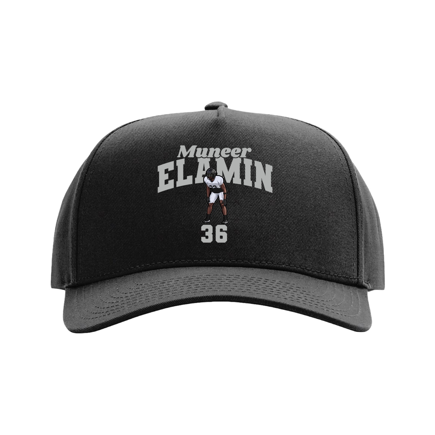 Full Fabric Five-Panel Champ Cap — Signature Arch in Black