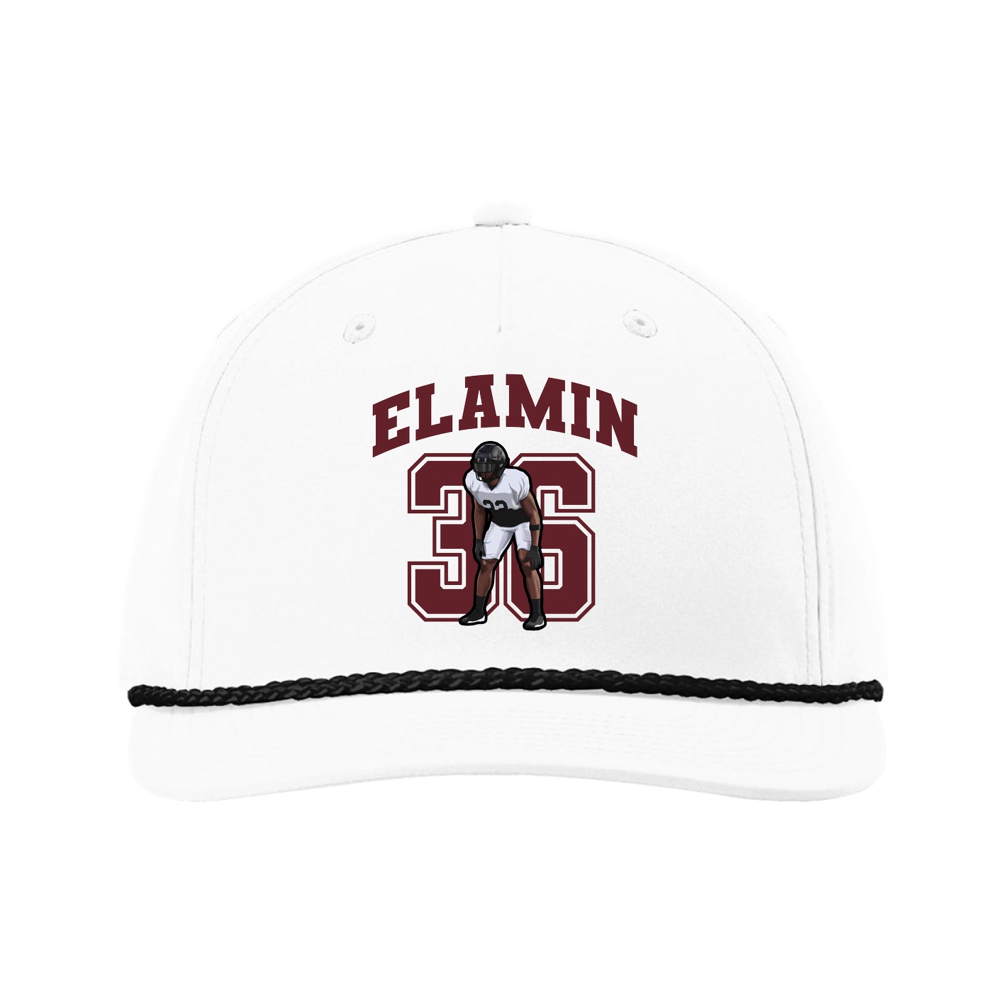 Five-Panel Classic Rope Cap — Number in White