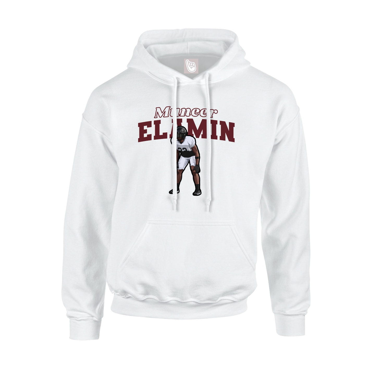 Youth Hoodie — Name Arch in White