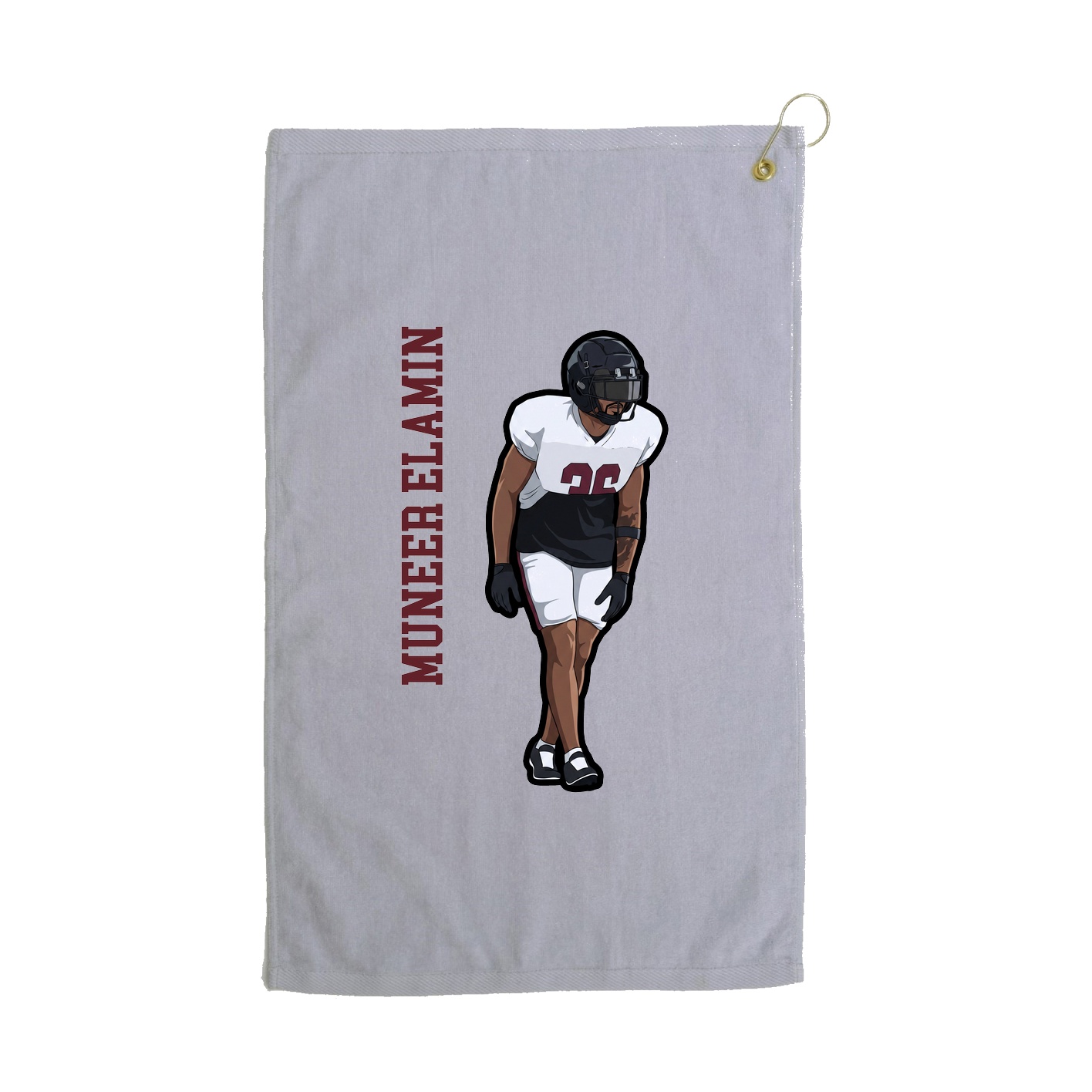 Golf Towel — Name Vertical in Grey
