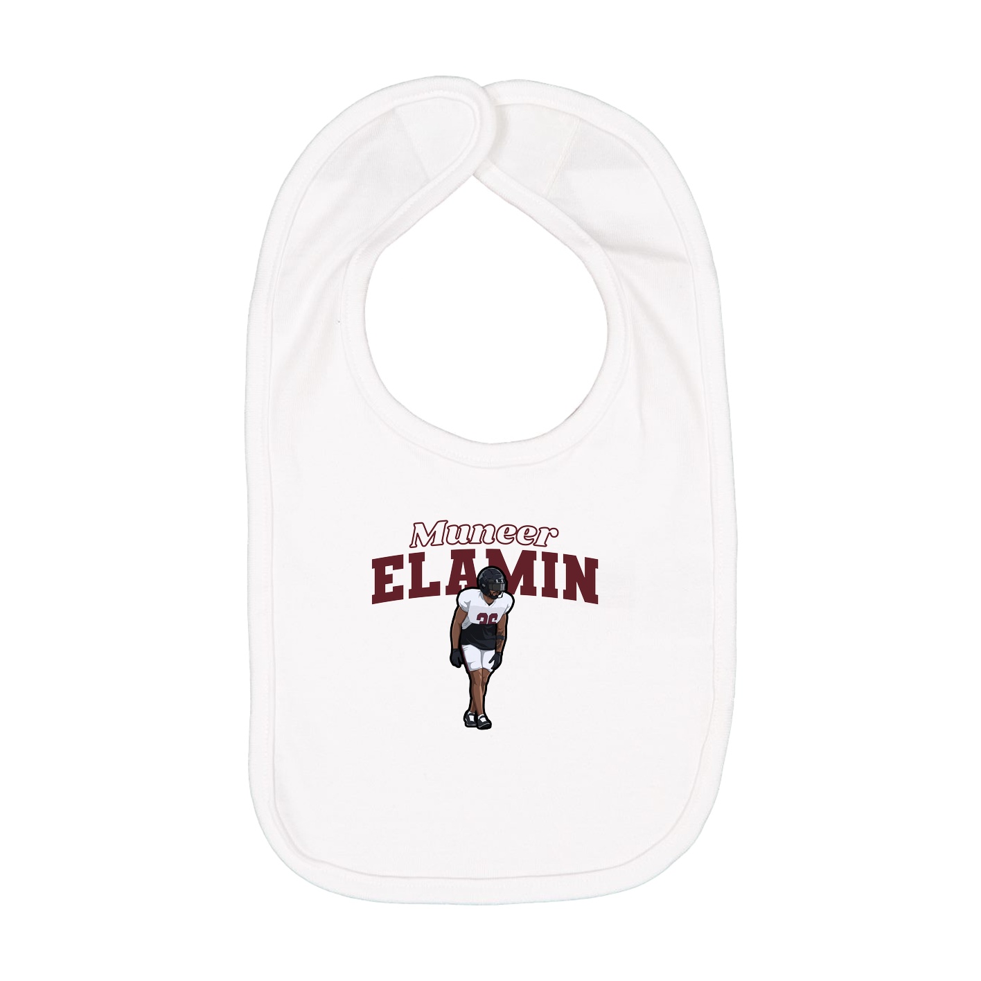 Infant Bib — Name Arch in White