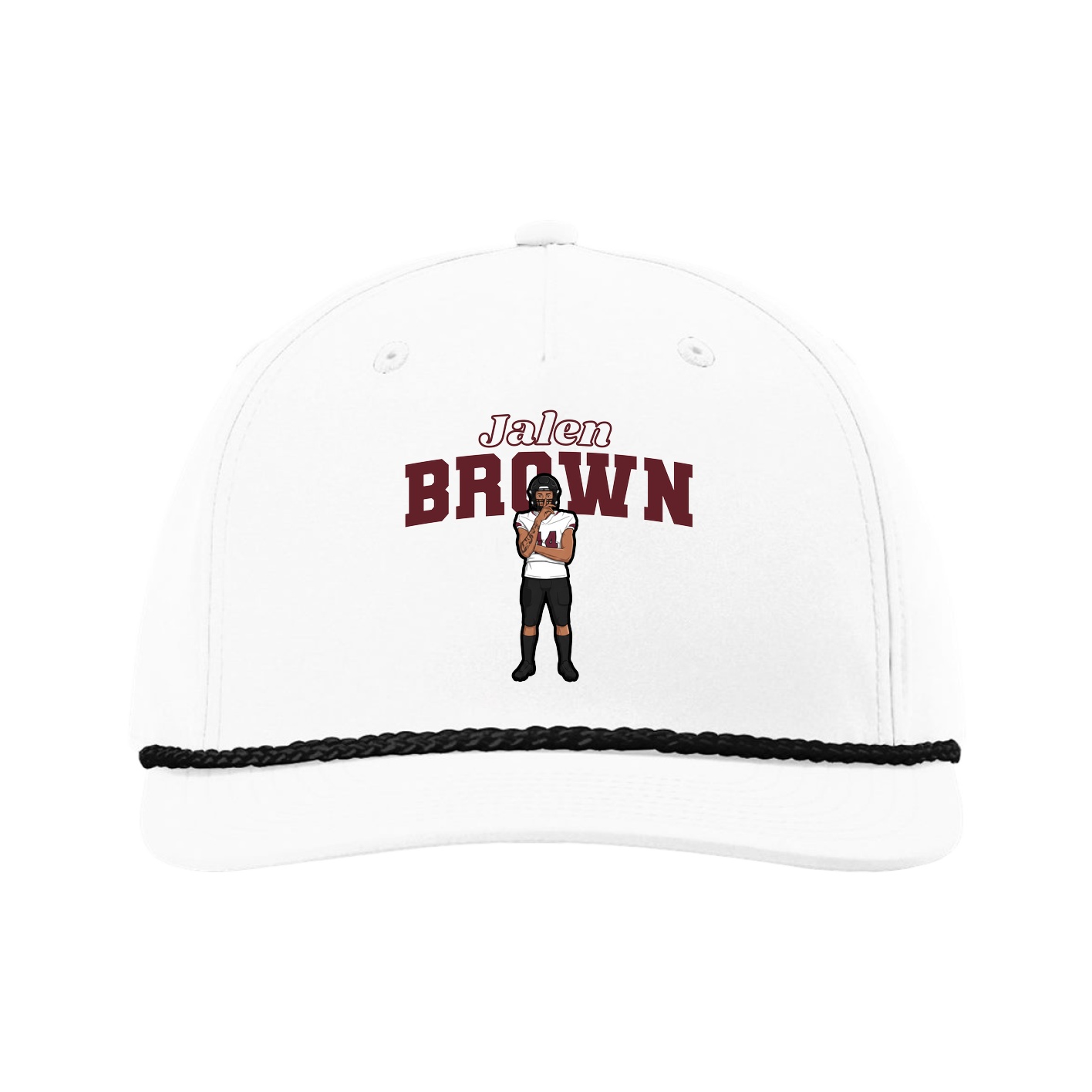 Five-Panel Classic Rope Cap — Name Arch in White