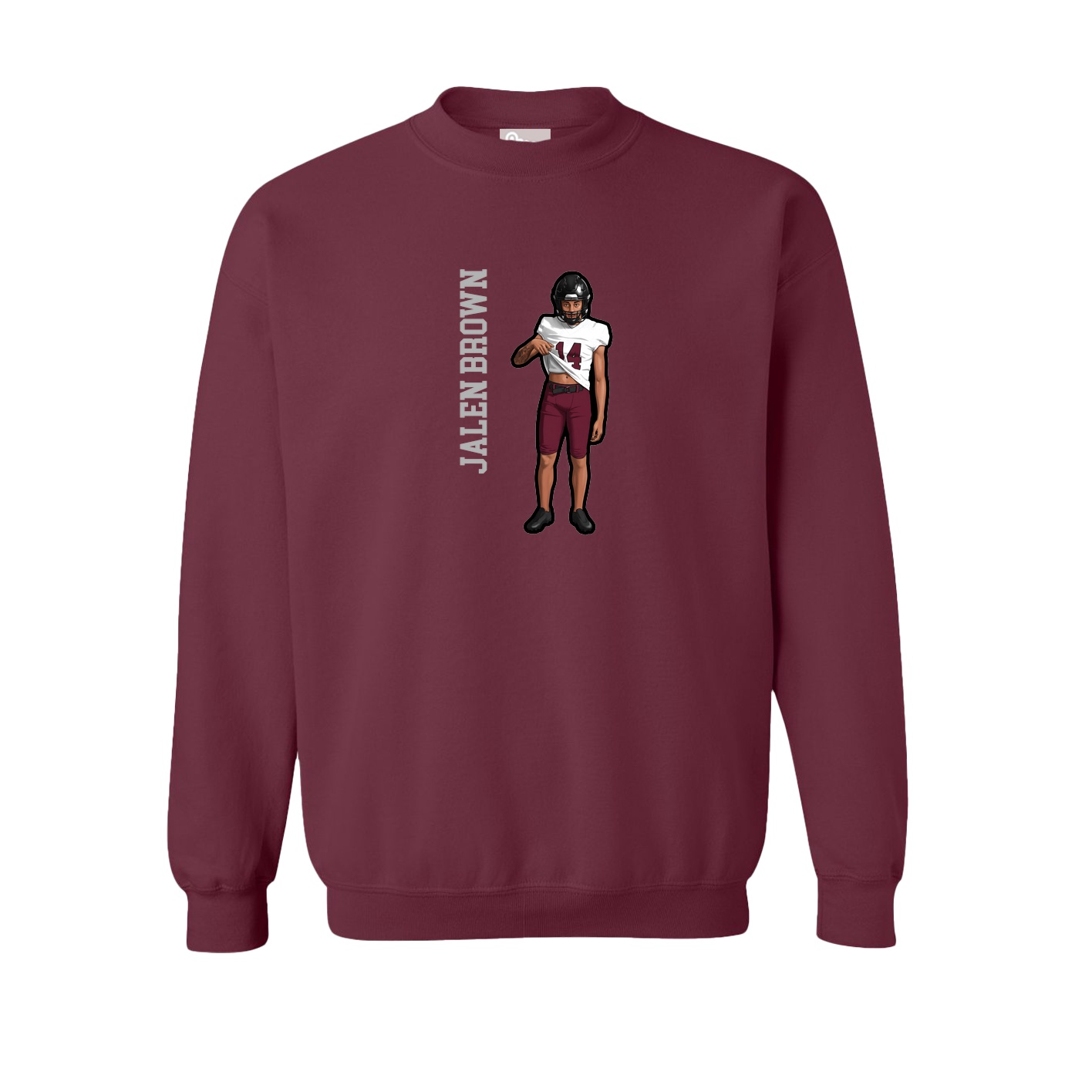 Fleece Crew — Name Vertical in Maroon