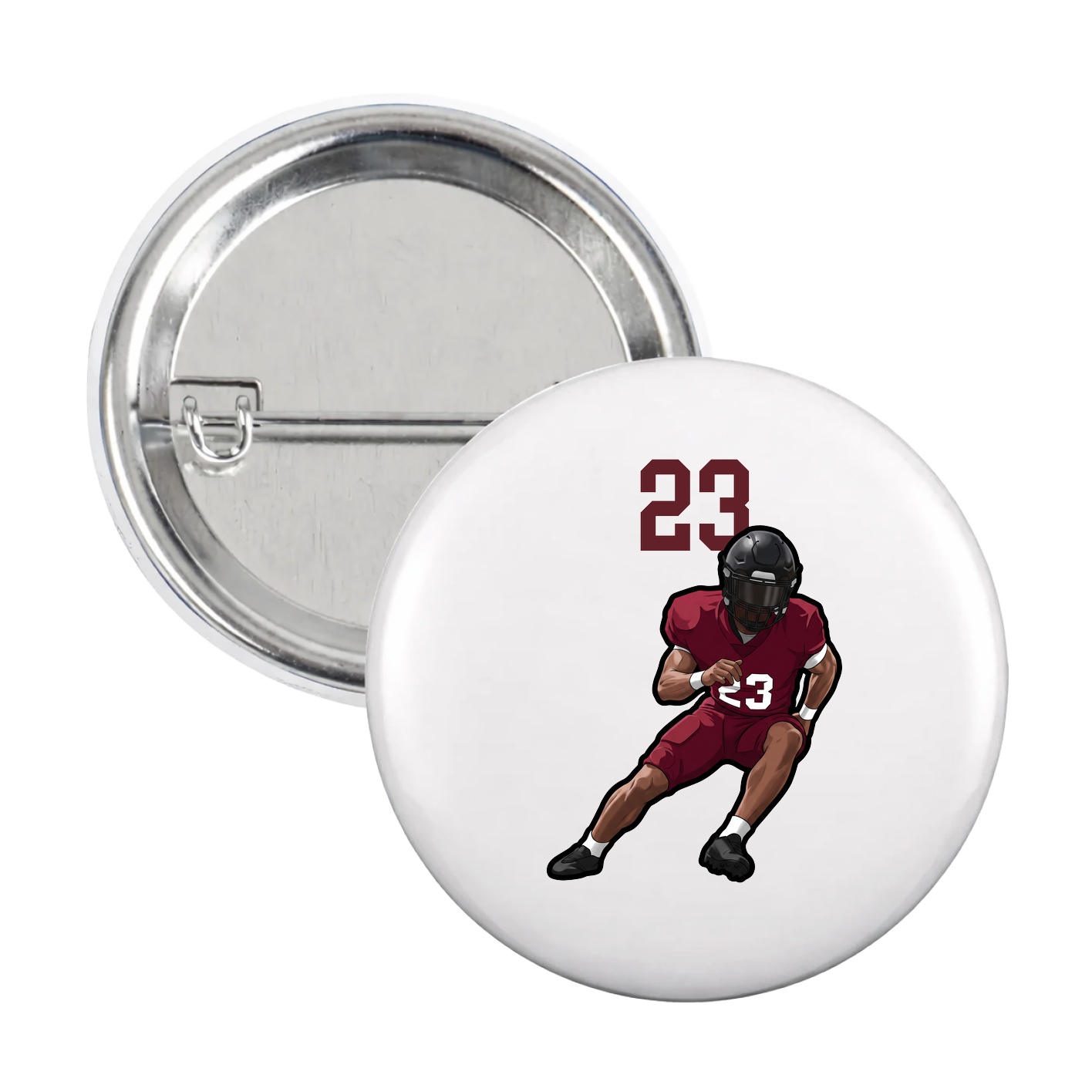 Game Day Button — Number Top in White