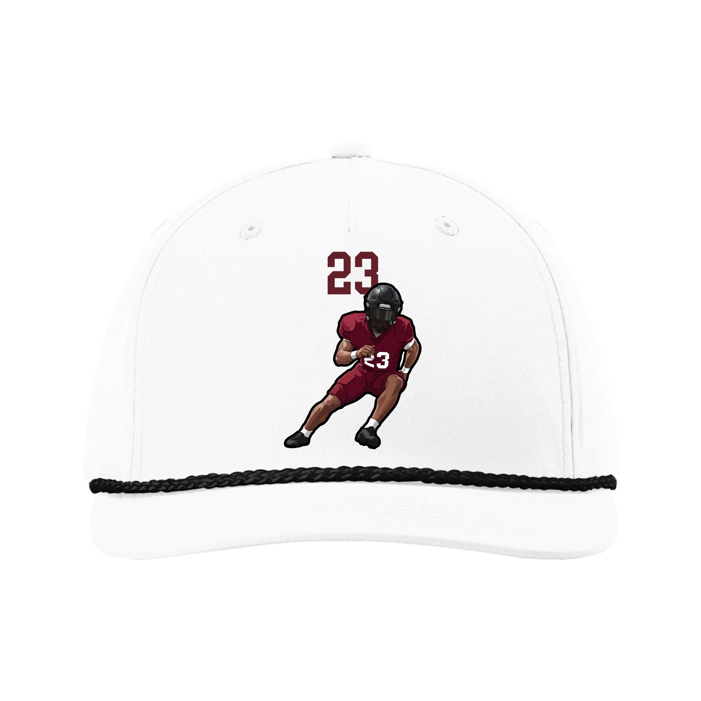 Five-Panel Classic Rope Cap — Number Top in White