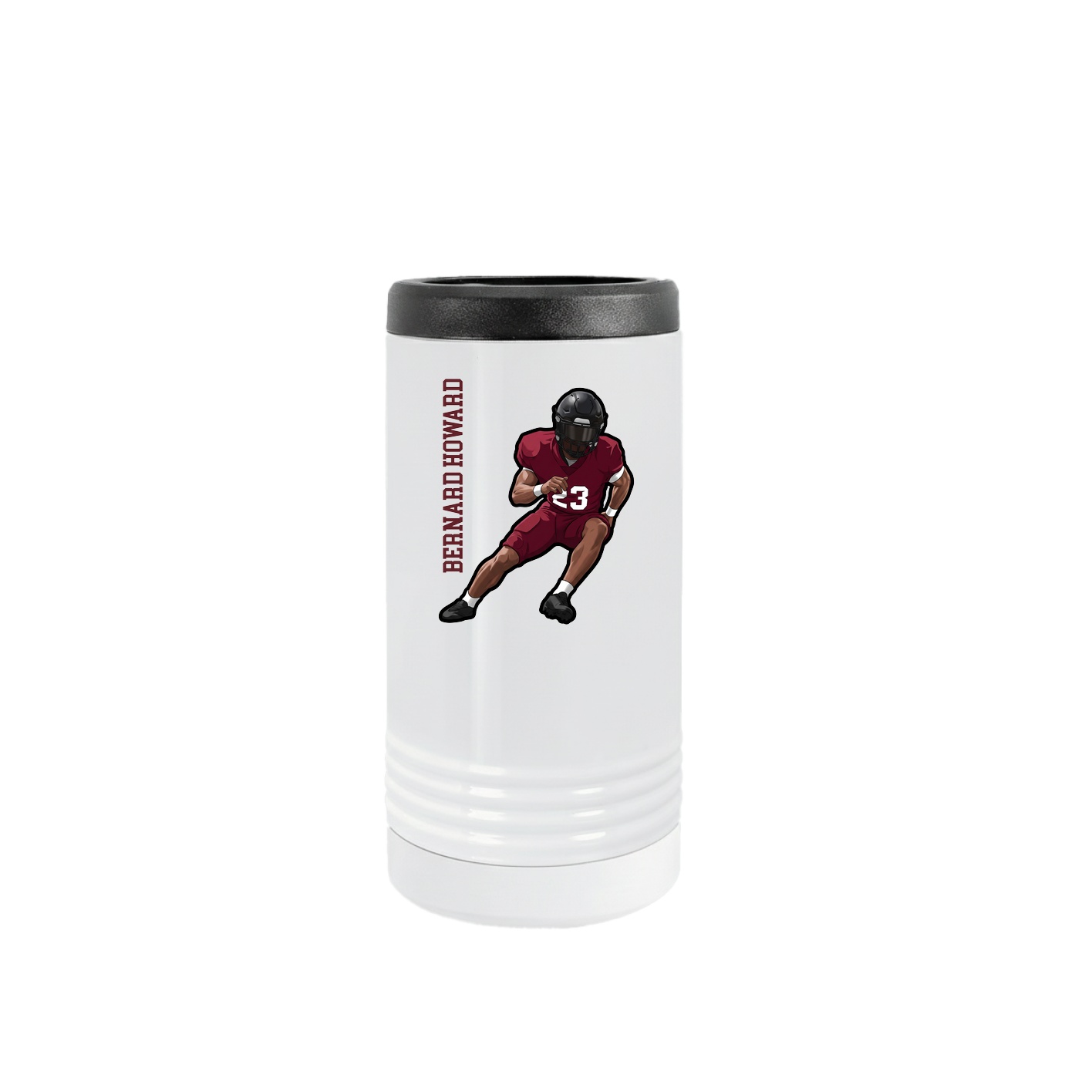 Slim Beverage Holder — Name Vertical in White