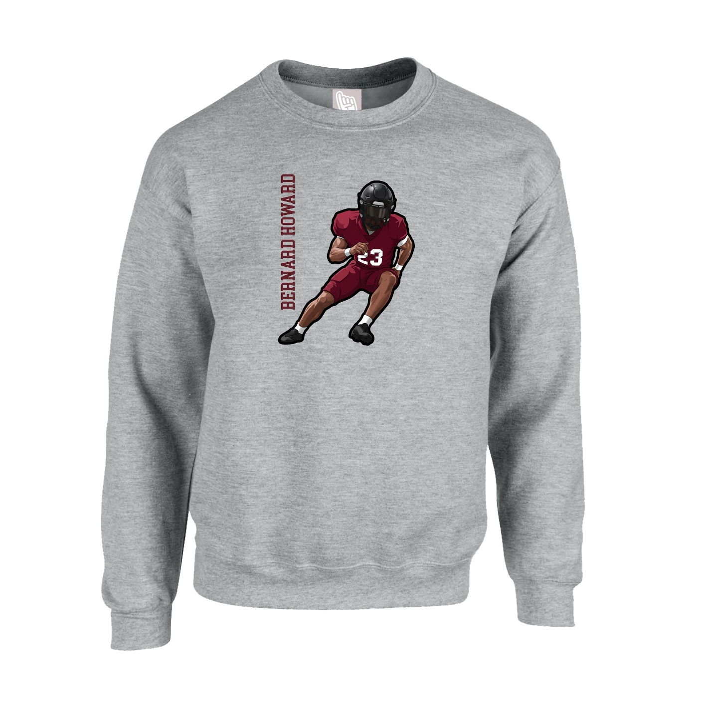 Fleece Crew — Name Vertical in Grey