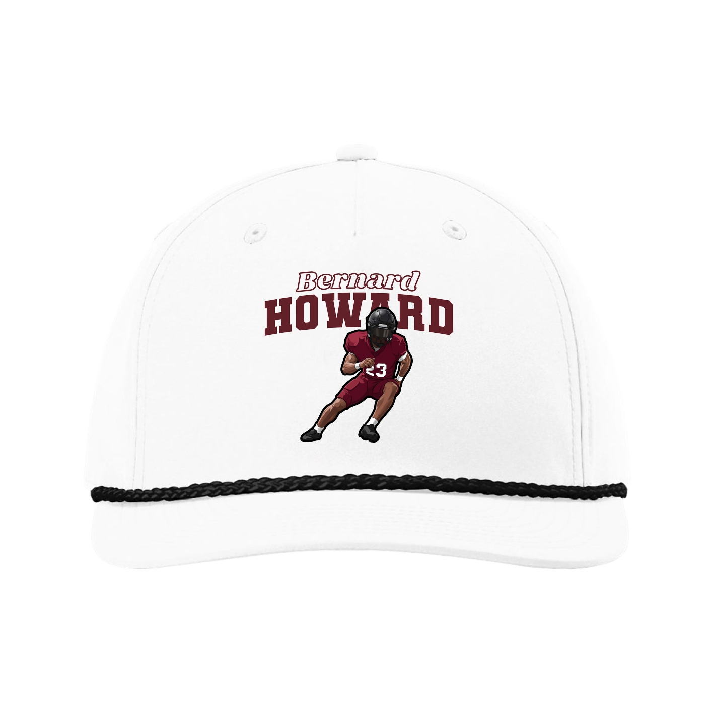 Five-Panel Classic Rope Cap — Name Arch in White