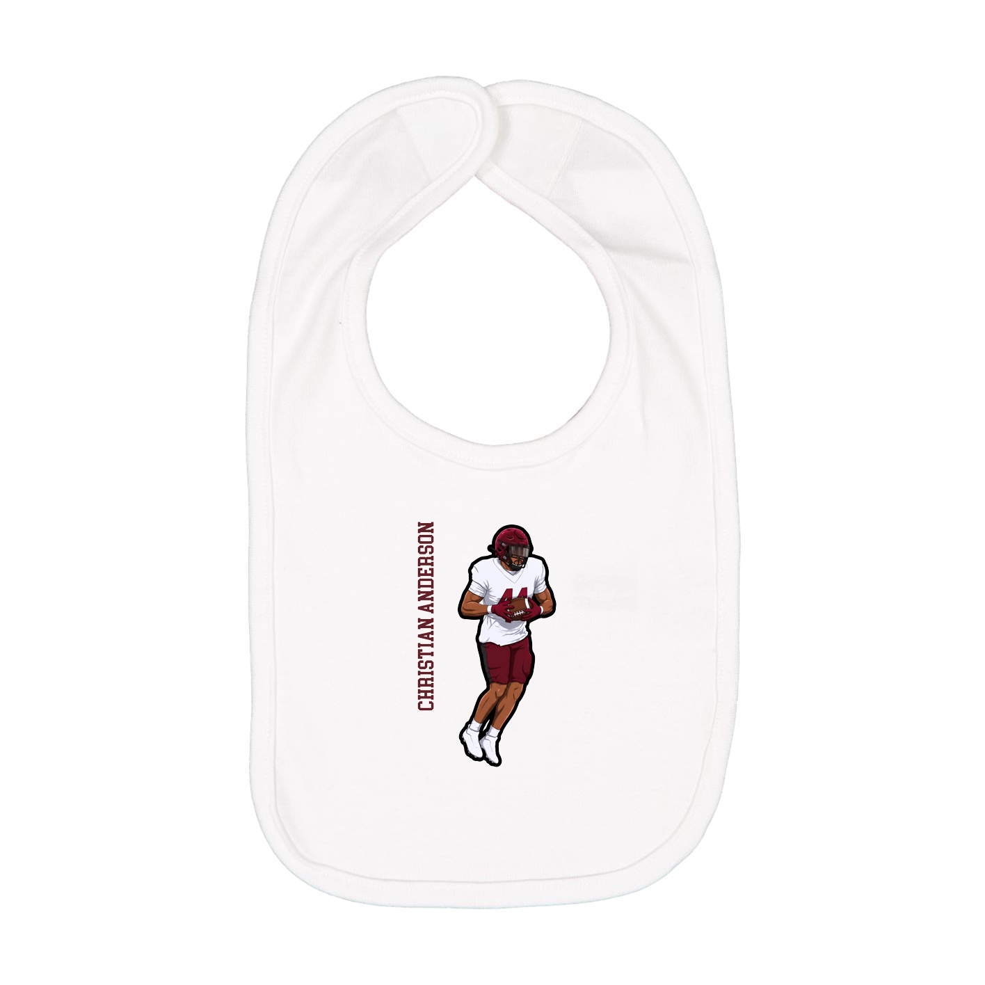 Infant Bib — Name Vertical in White