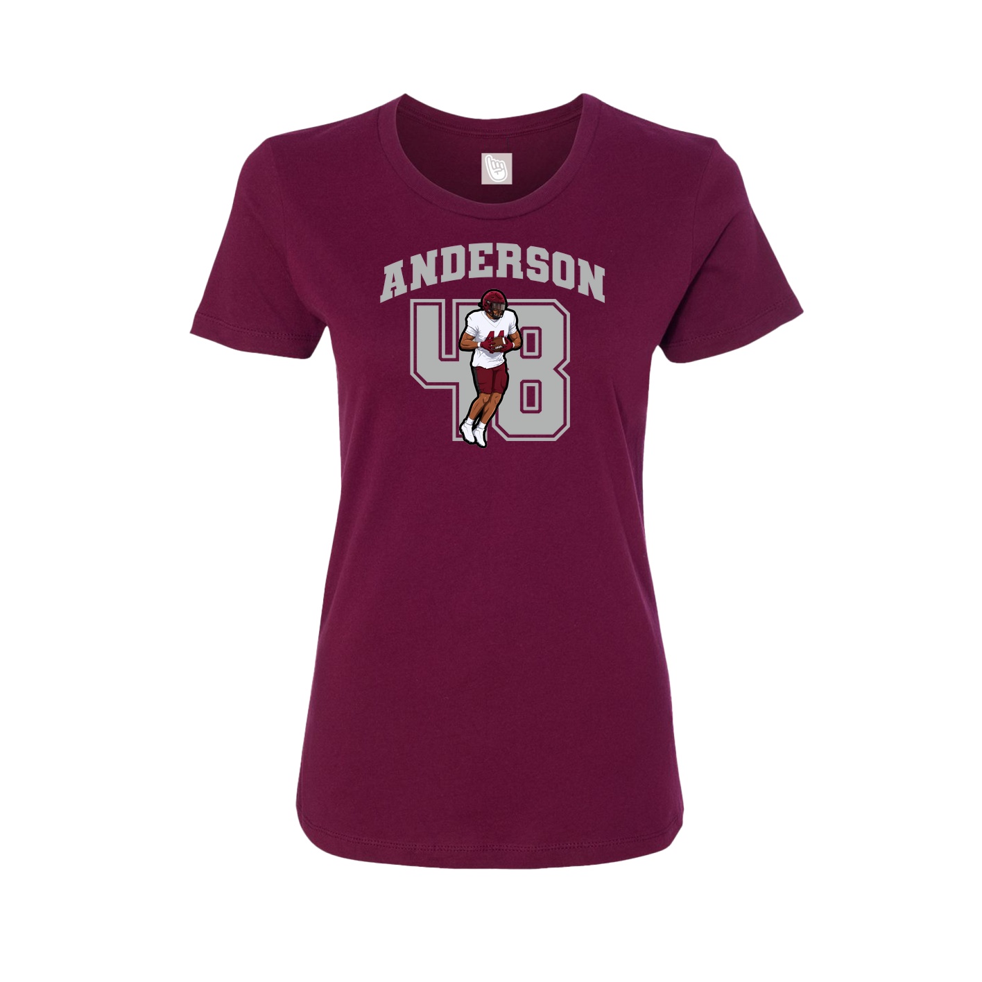 Fitted Women's Tee — Number in Maroon