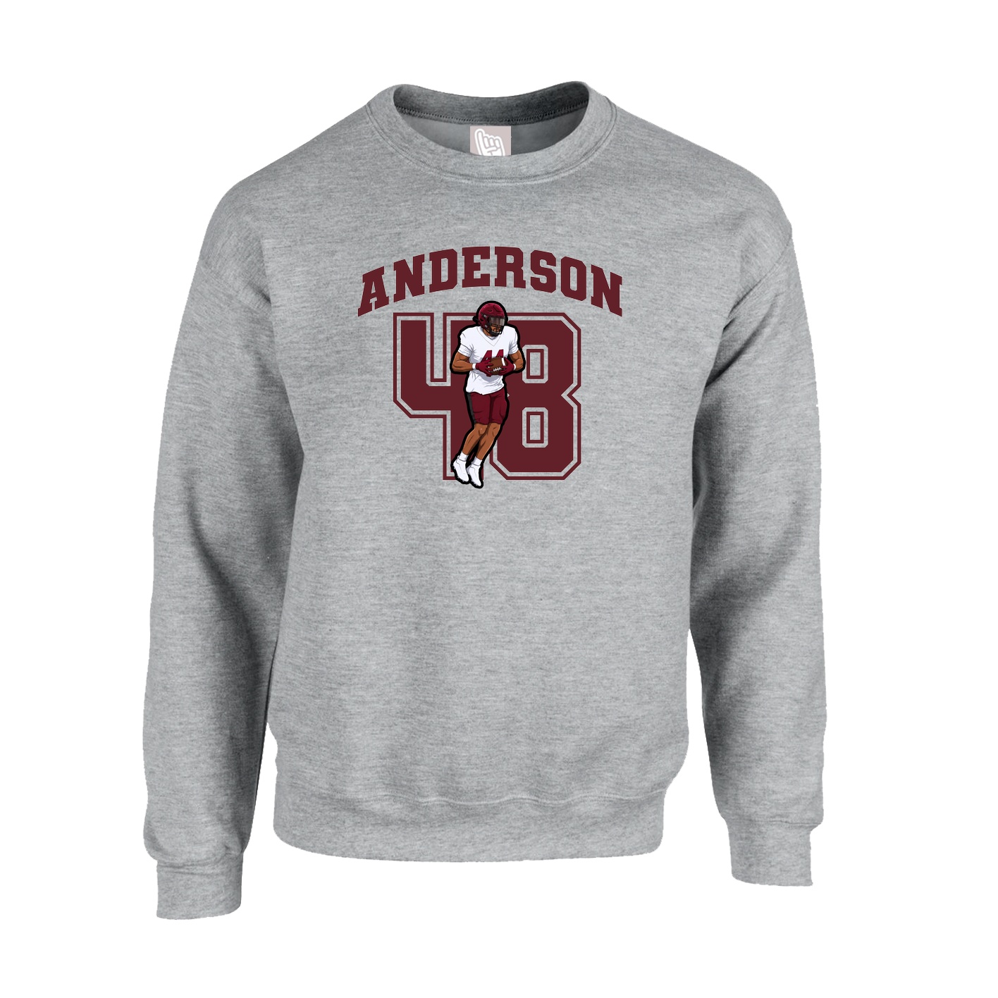Fleece Crew — Number in Grey