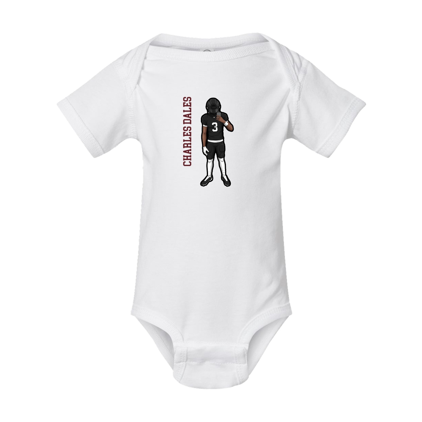 Baby Onesie — Name Vertical in White