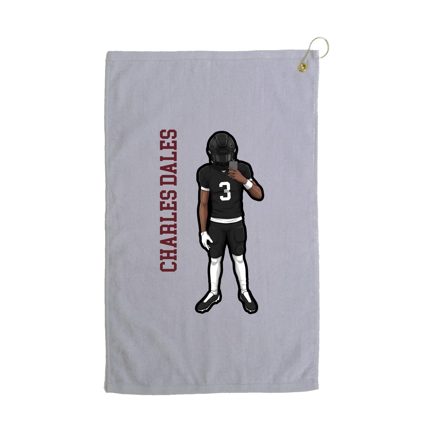 Golf Towel — Name Vertical in Grey