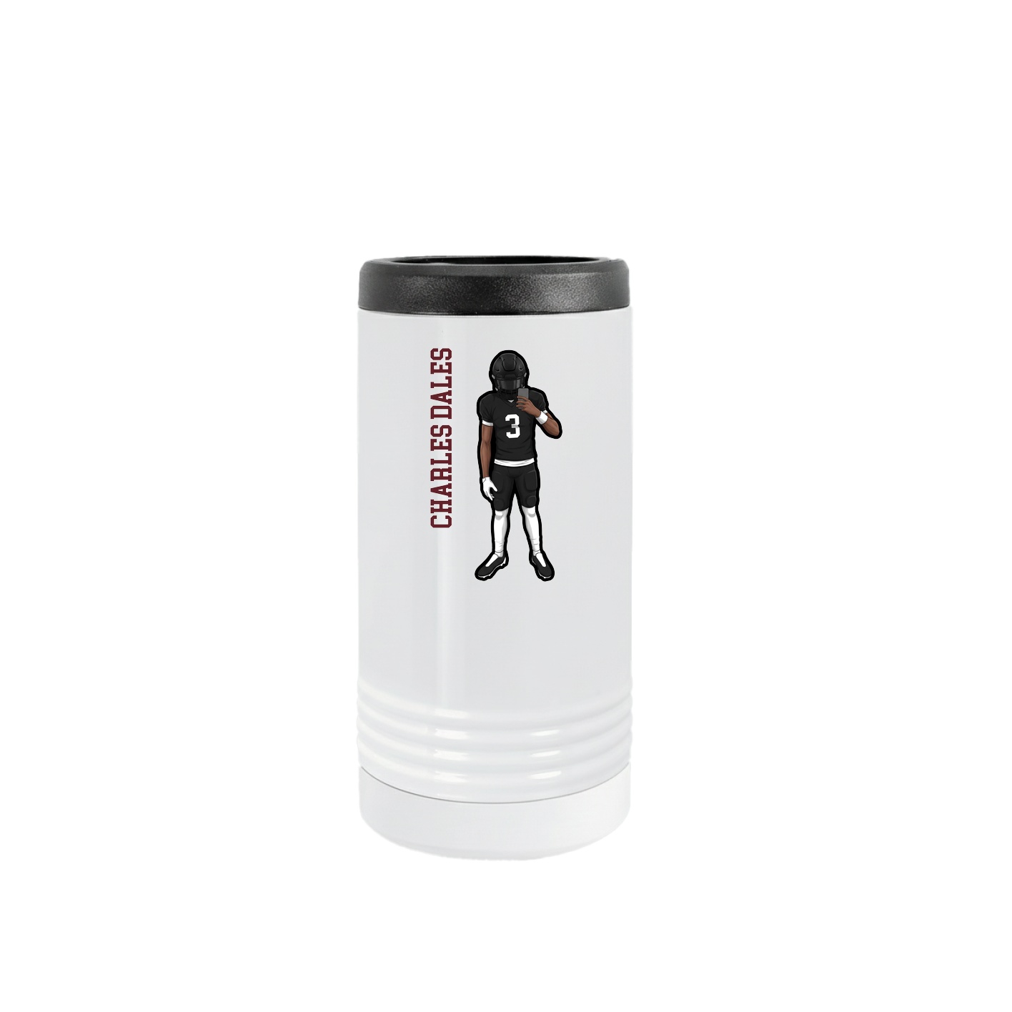 Slim Beverage Holder — Name Vertical in White