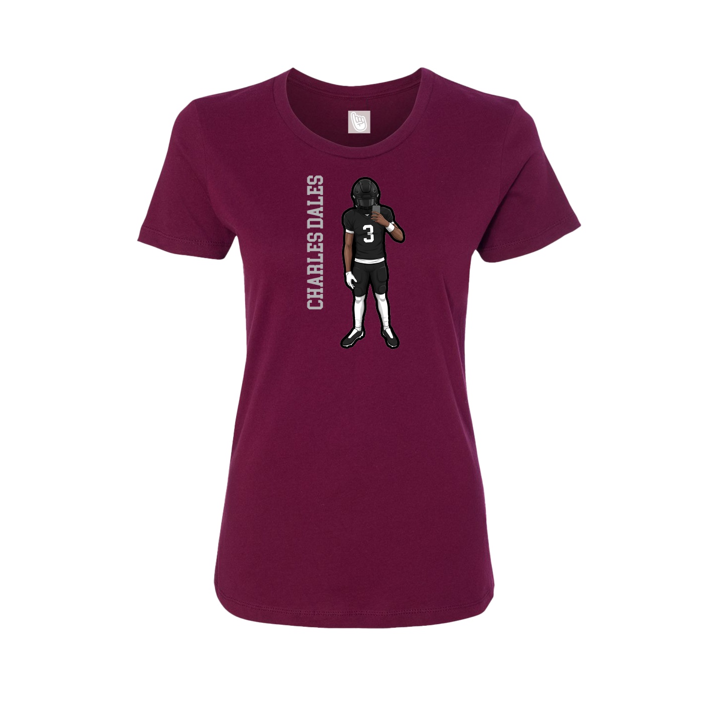 Fitted Women's Tee — Name Vertical in Maroon