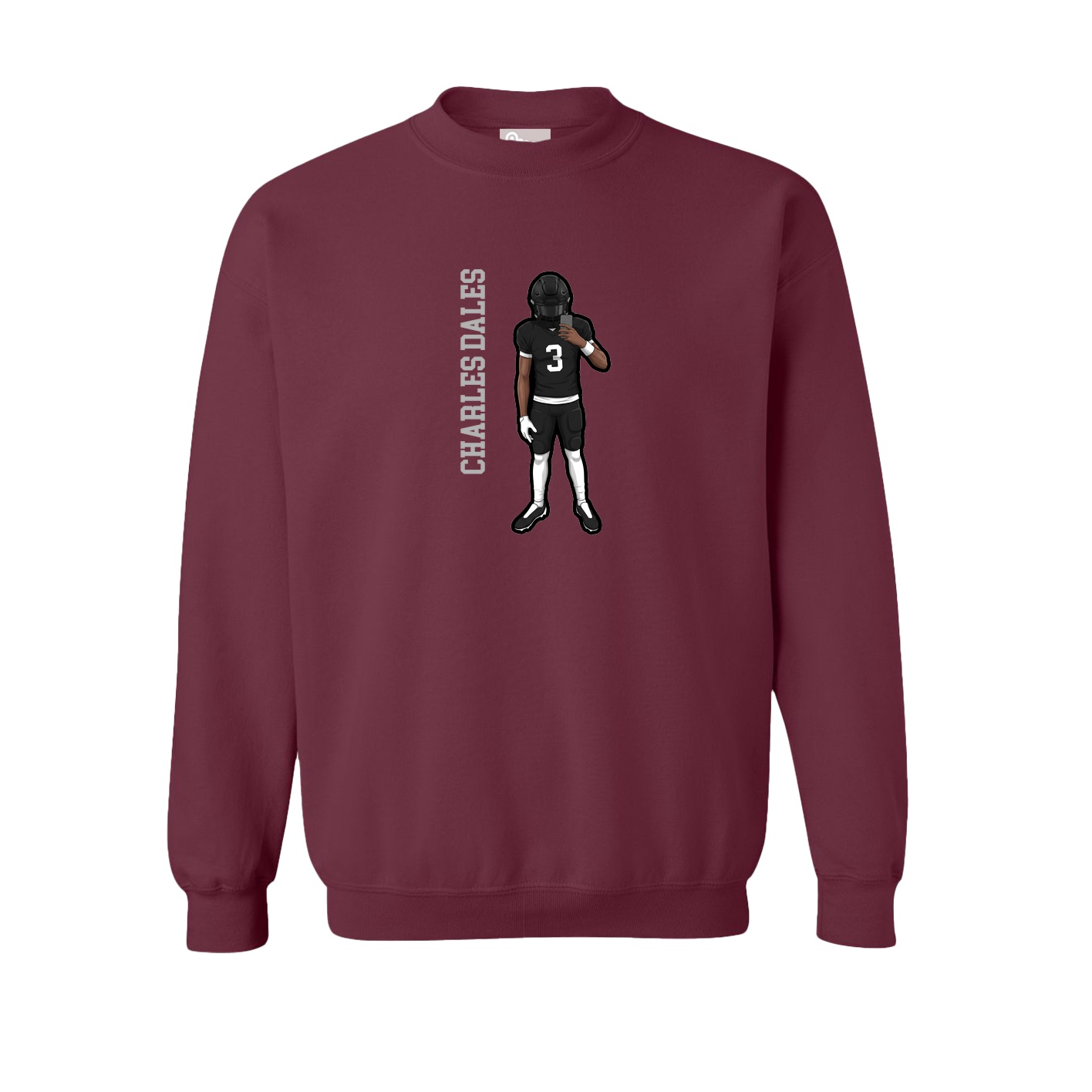 Fleece Crew — Name Vertical in Maroon