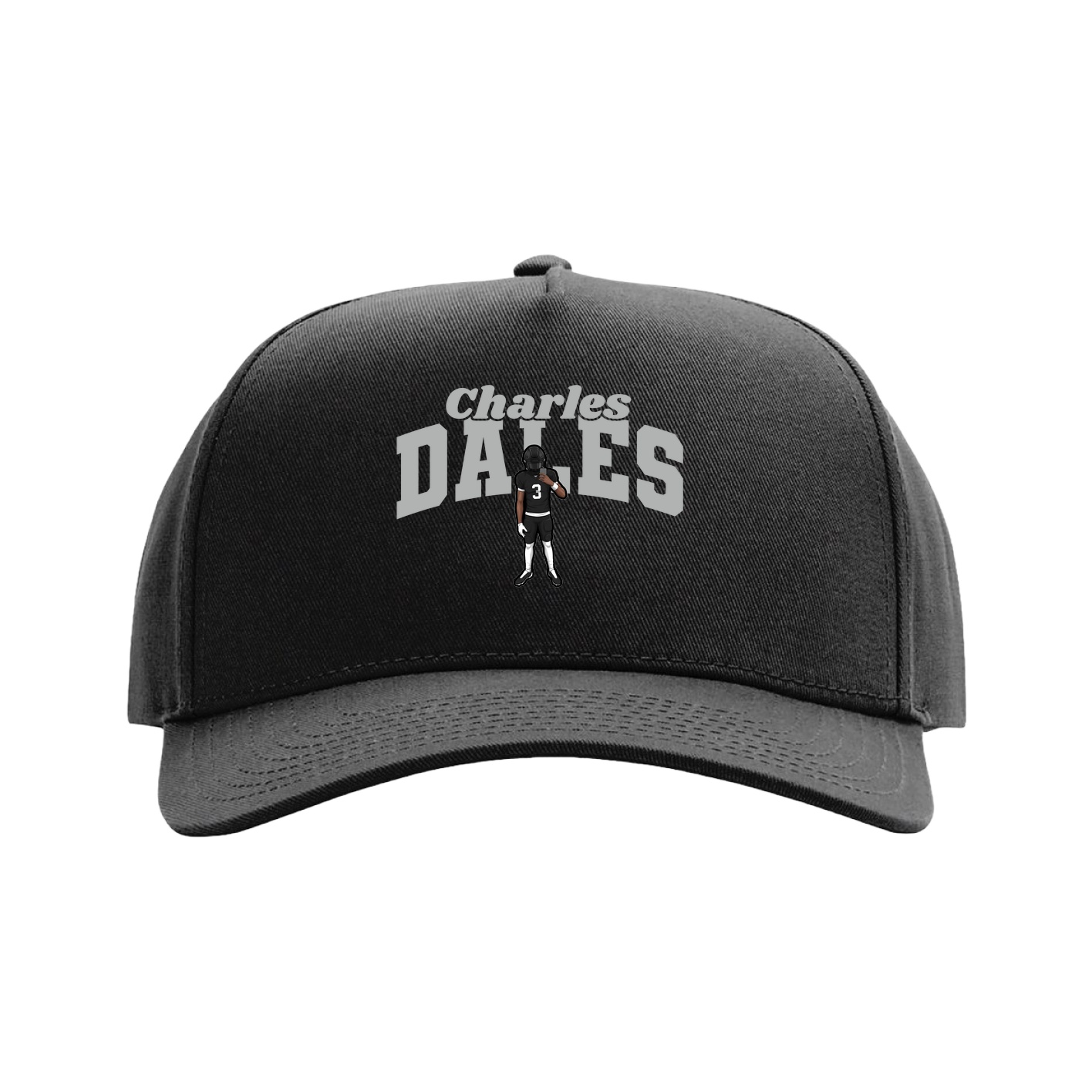 Full Fabric Five-Panel Champ Cap — Signature Arch in Black