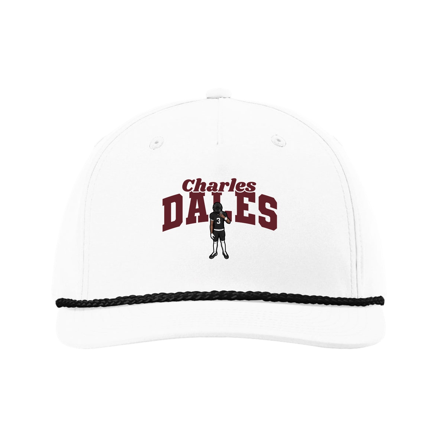 Five-Panel Classic Rope Cap — Signature Arch in White