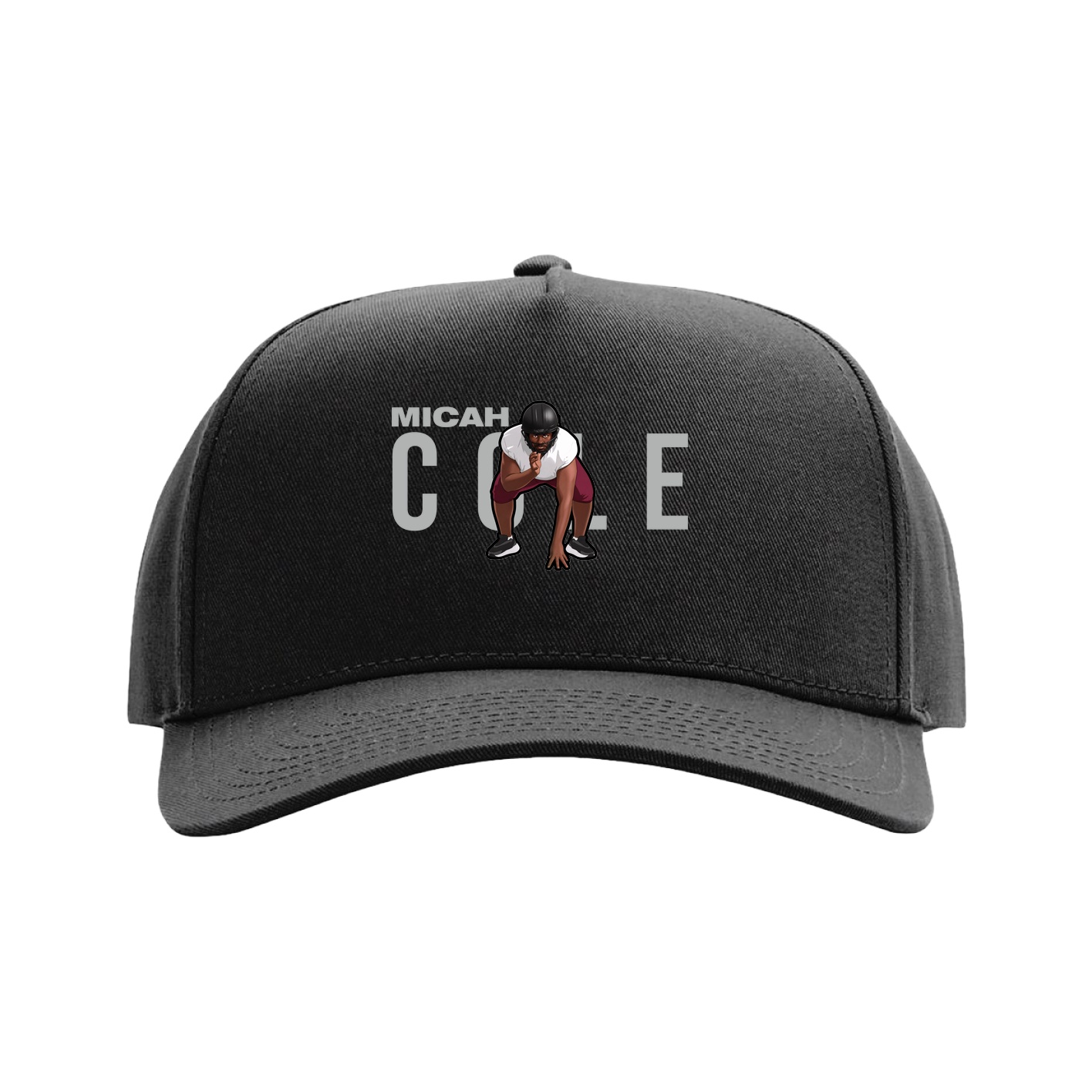 Full Fabric Five-Panel Champ Cap — Player Name in Black