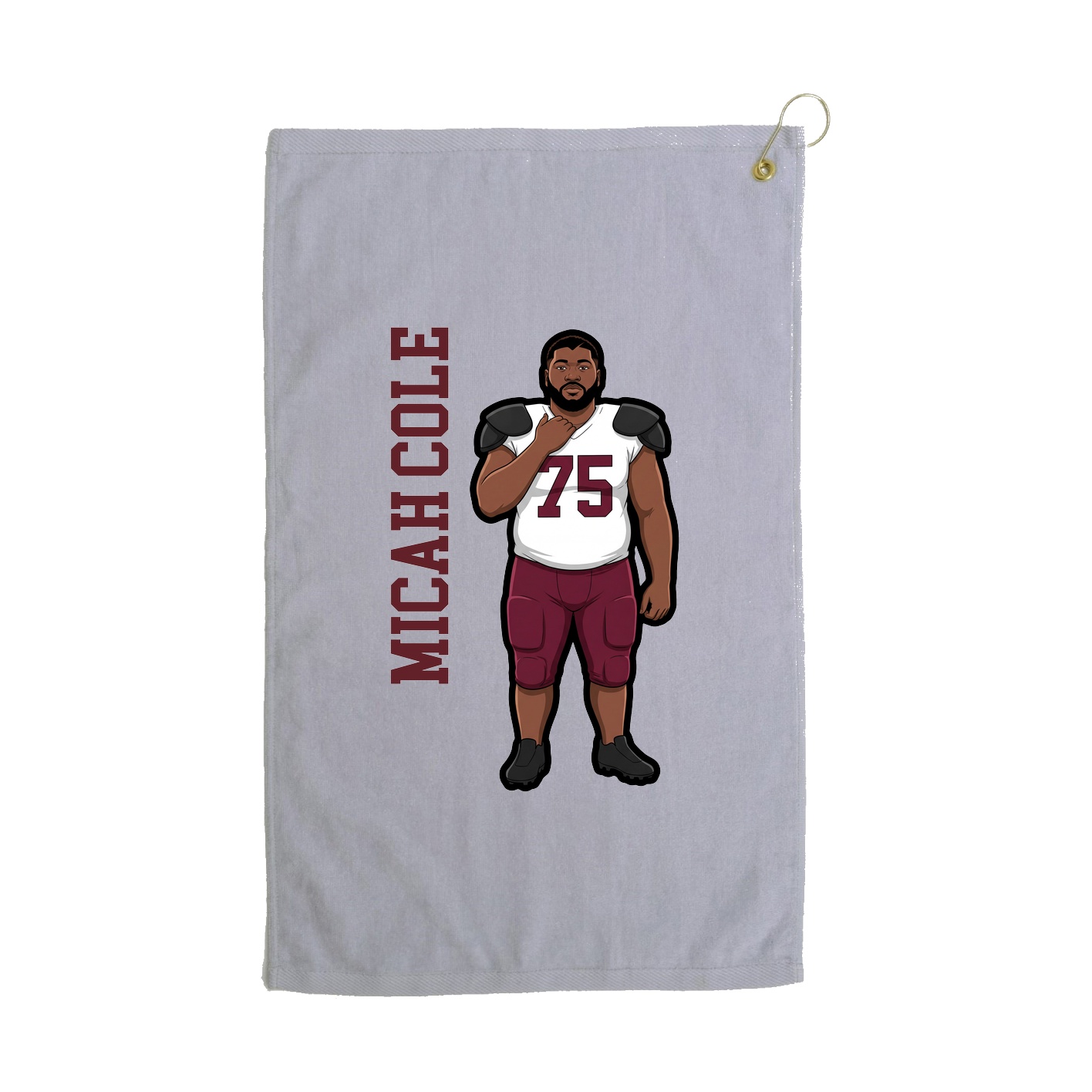 Golf Towel — Name Vertical in Grey
