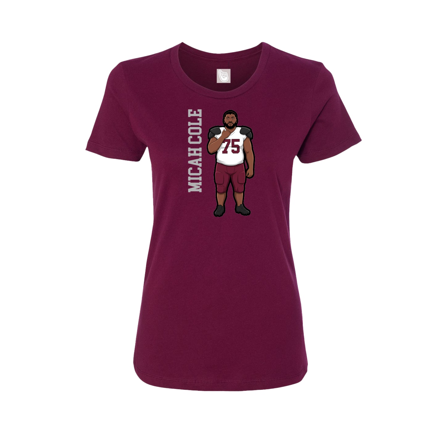 Fitted Women's Tee — Name Vertical in Maroon