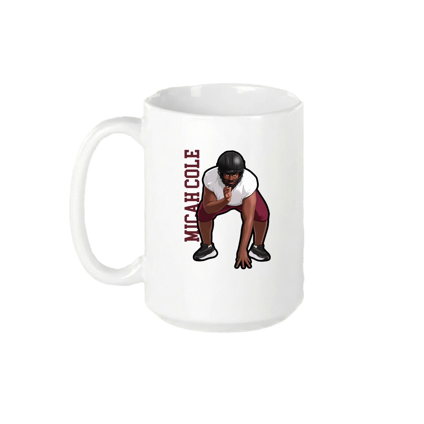 15oz Coffee Mug — Name Vertical in White