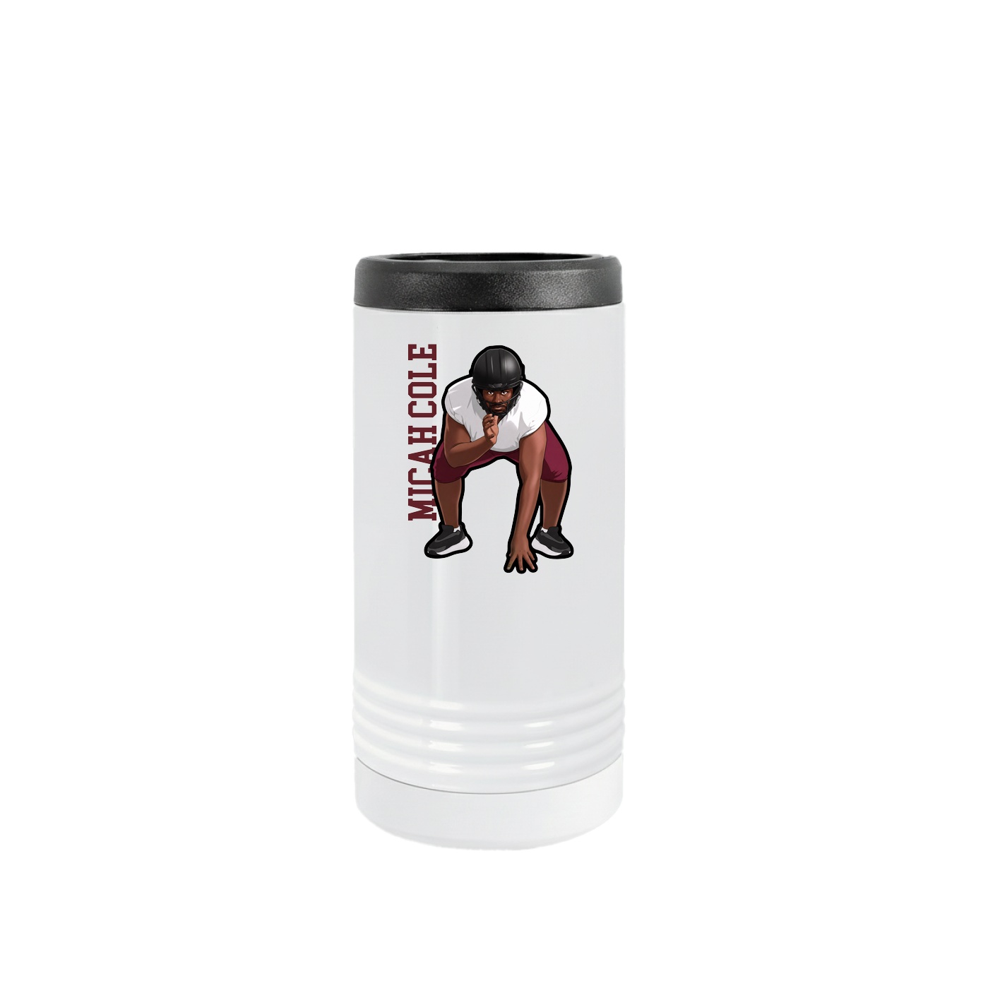 Slim Beverage Holder — Name Vertical in White