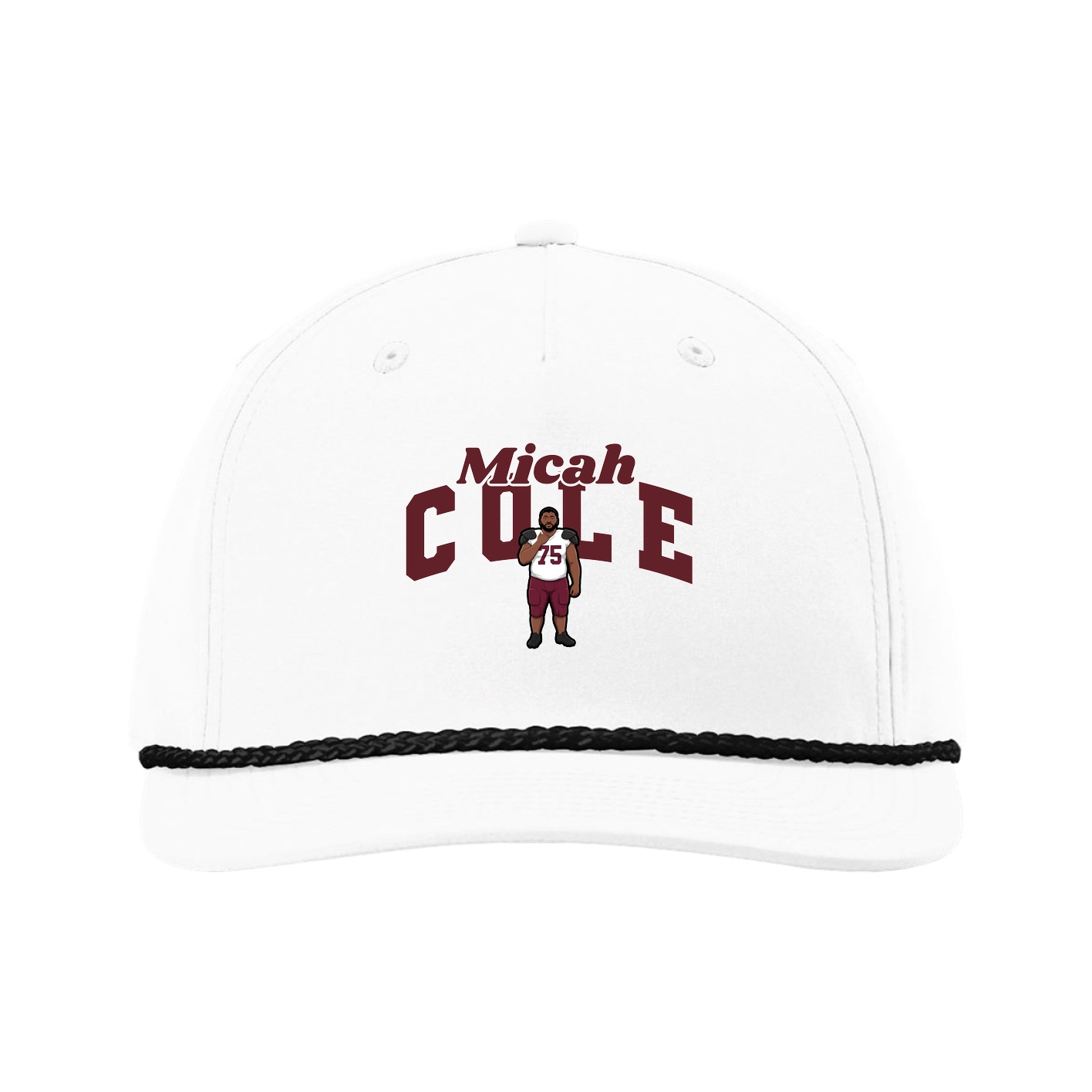 Five-Panel Classic Rope Cap — Signature Arch in White