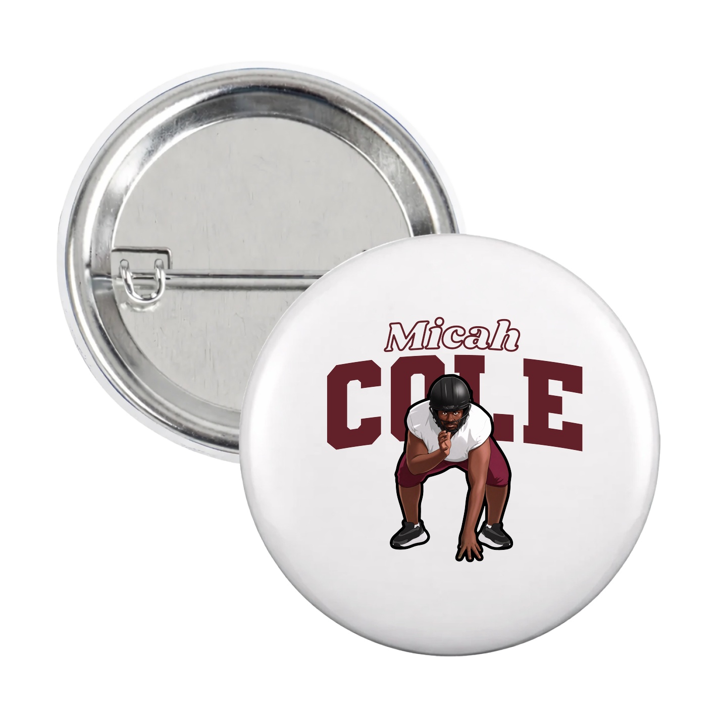 Game Day Button — Name Arch in White
