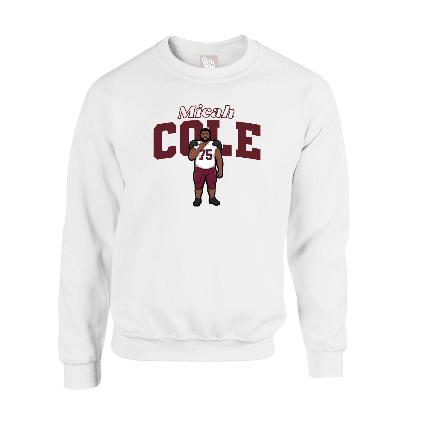 Fleece Crew — Name Arch in White