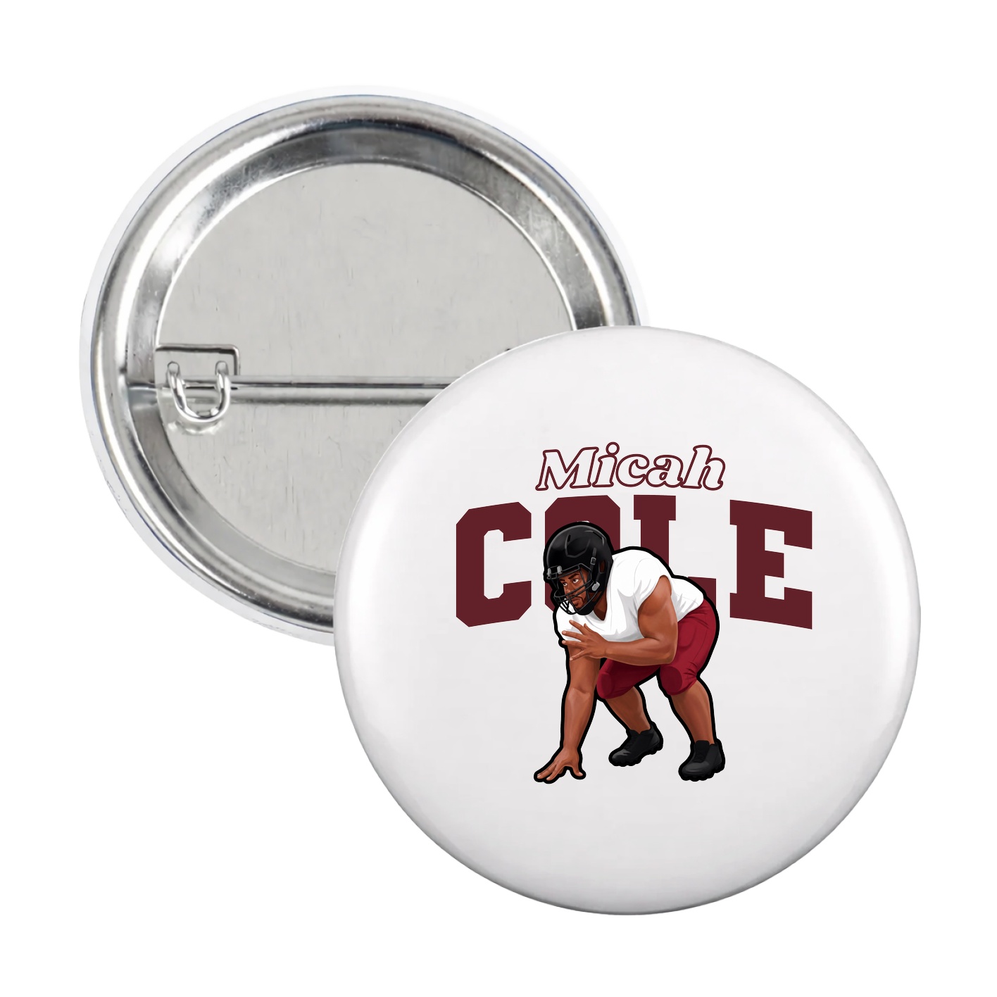 Game Day Button — Name Arch in White