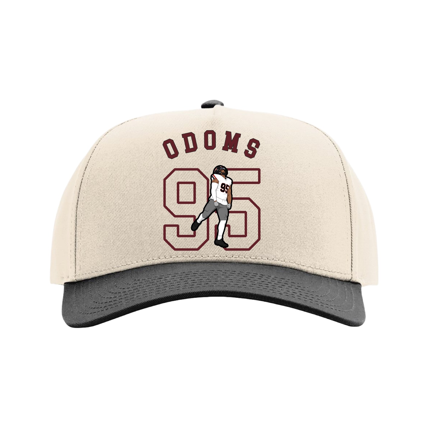 Full Fabric Five-Panel Champ Cap — Shirsey Arch in Cream/Black