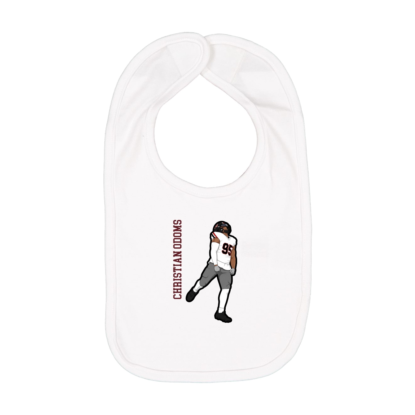 Infant Bib — Name Vertical in White