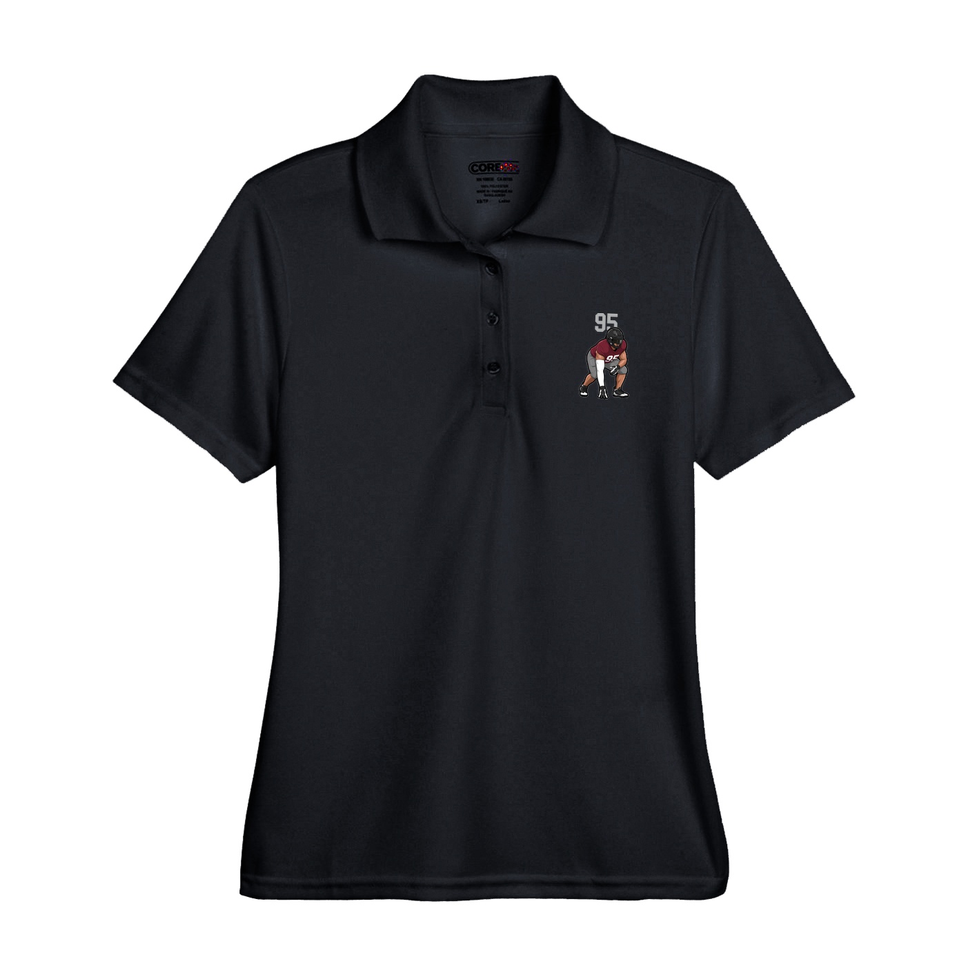 Womens Performance Polo — Number Top in Black