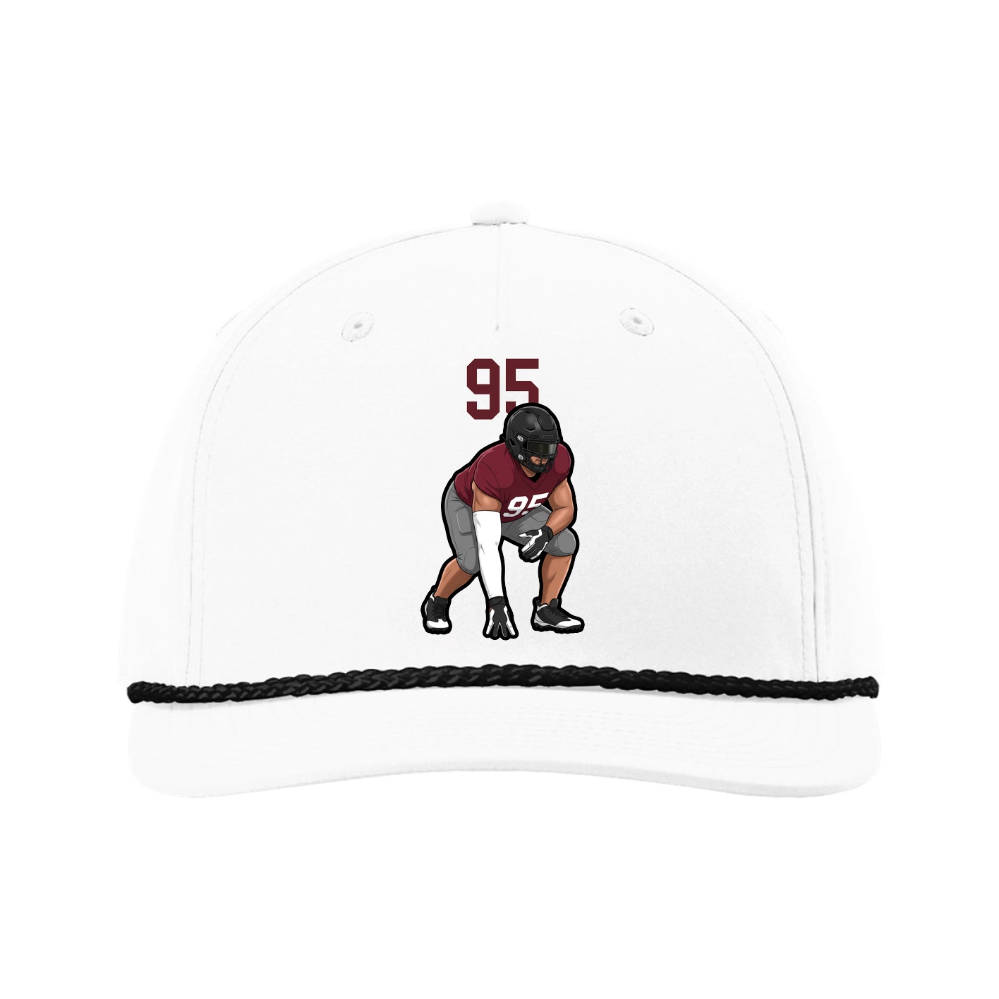 Five-Panel Classic Rope Cap — Number Top in White