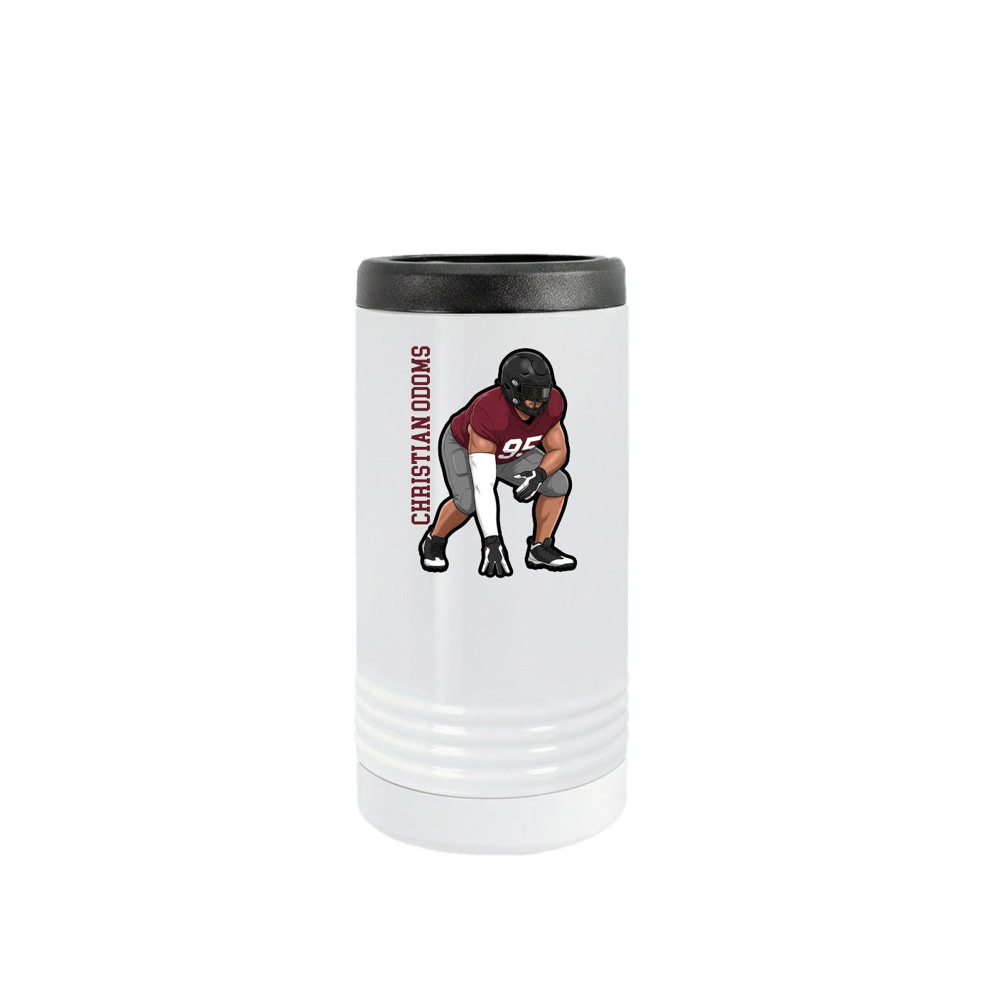 Slim Beverage Holder — Name Vertical in White