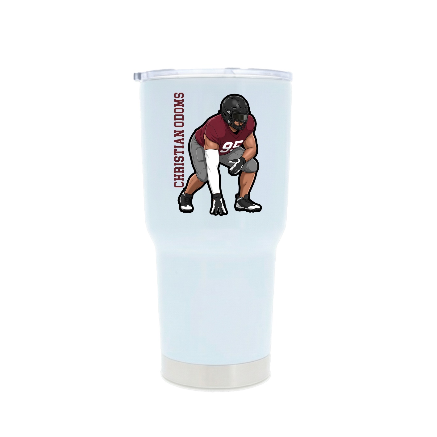 30oz Stainless Steel Tumbler — Name Vertical in White