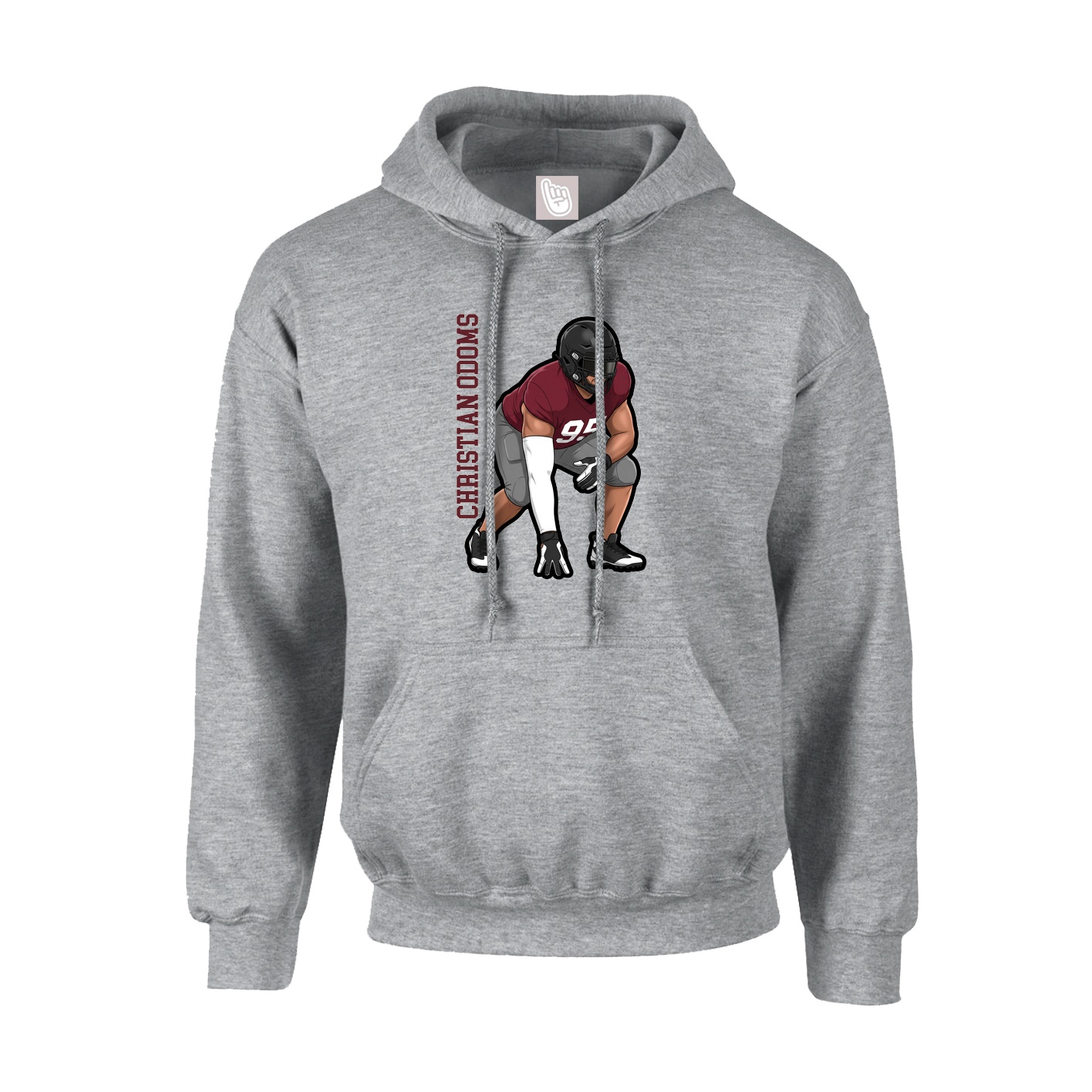 Hoodie — Name Vertical in Grey