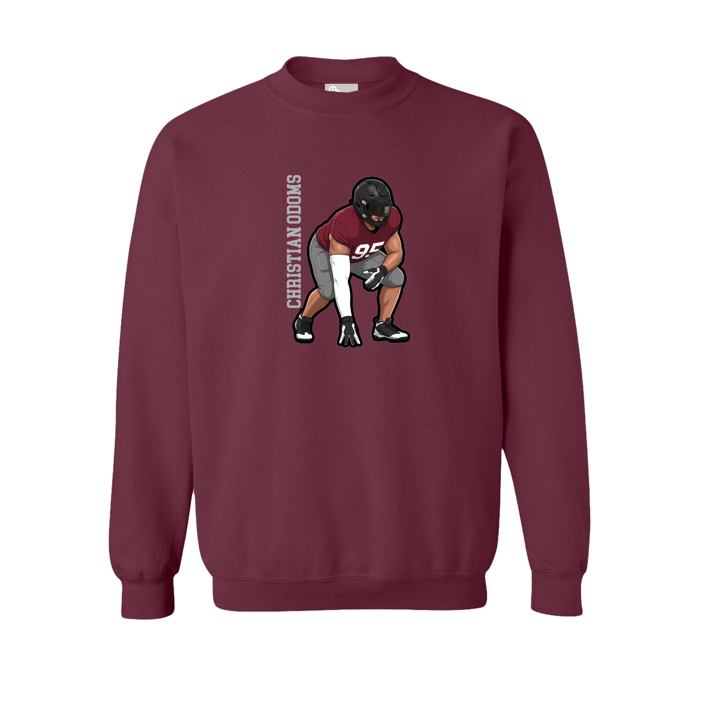 Fleece Crew — Name Vertical in Maroon